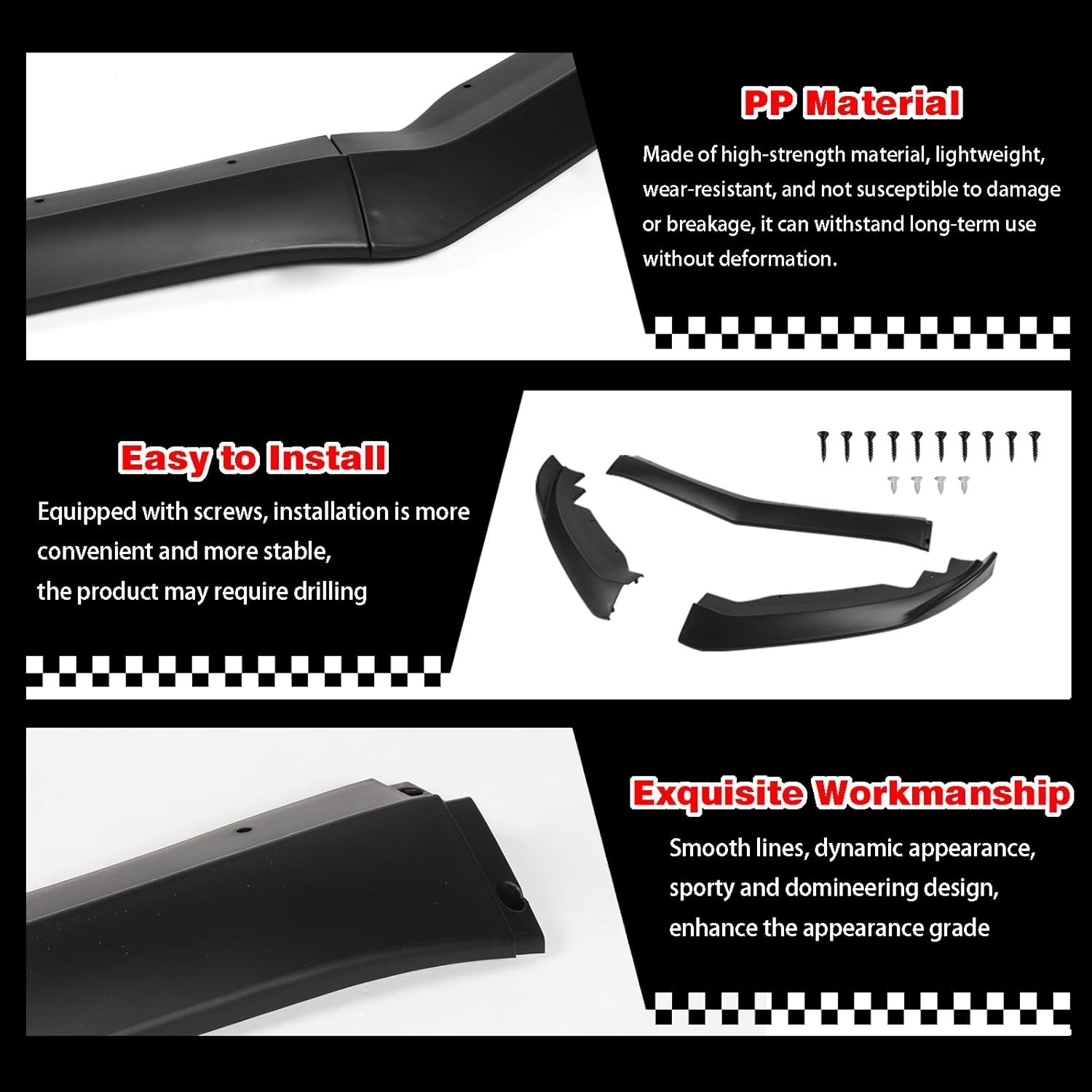 Front Bumper Lip Compatible with 2018 2019 2020 for Honda for Accord Sedan EX/EX