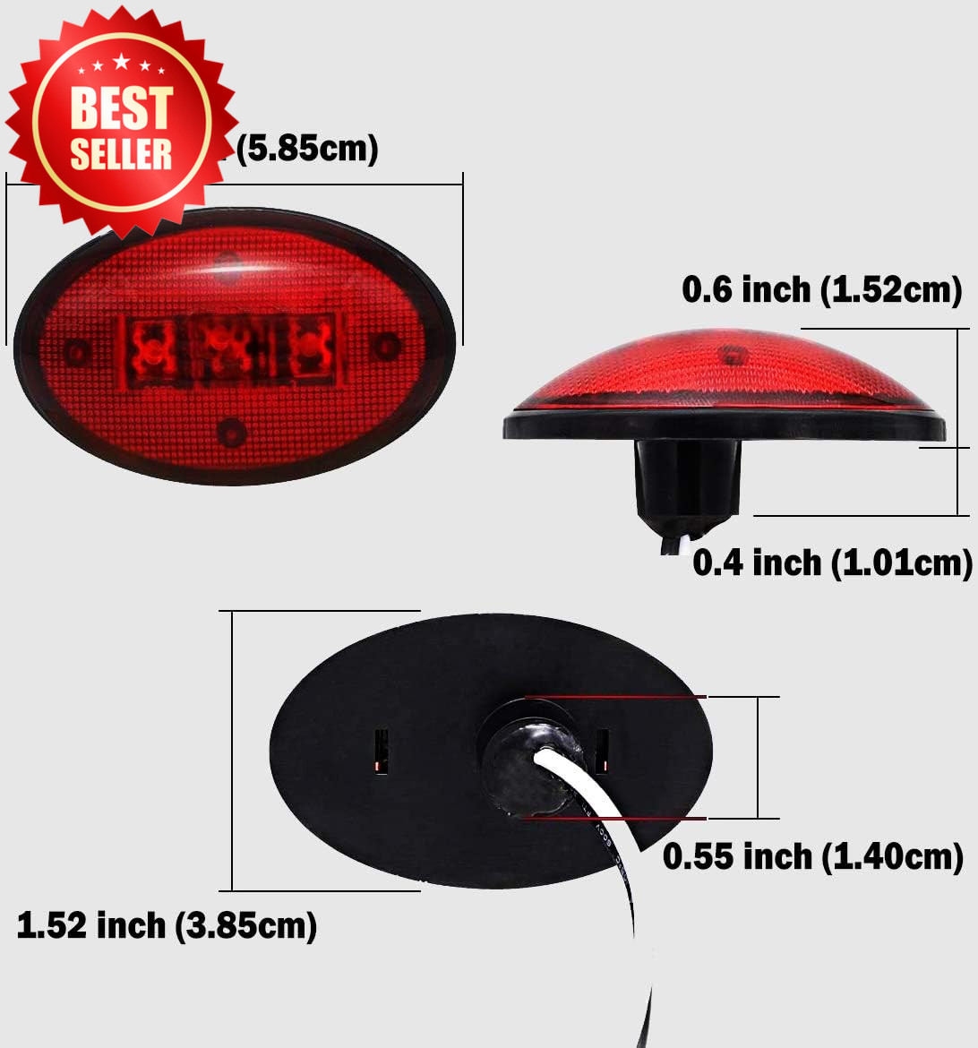 Bed Fender Side Marker LED Light Ford 1999-2020 F250-550 (2PCS Red + 2PCS Amber)