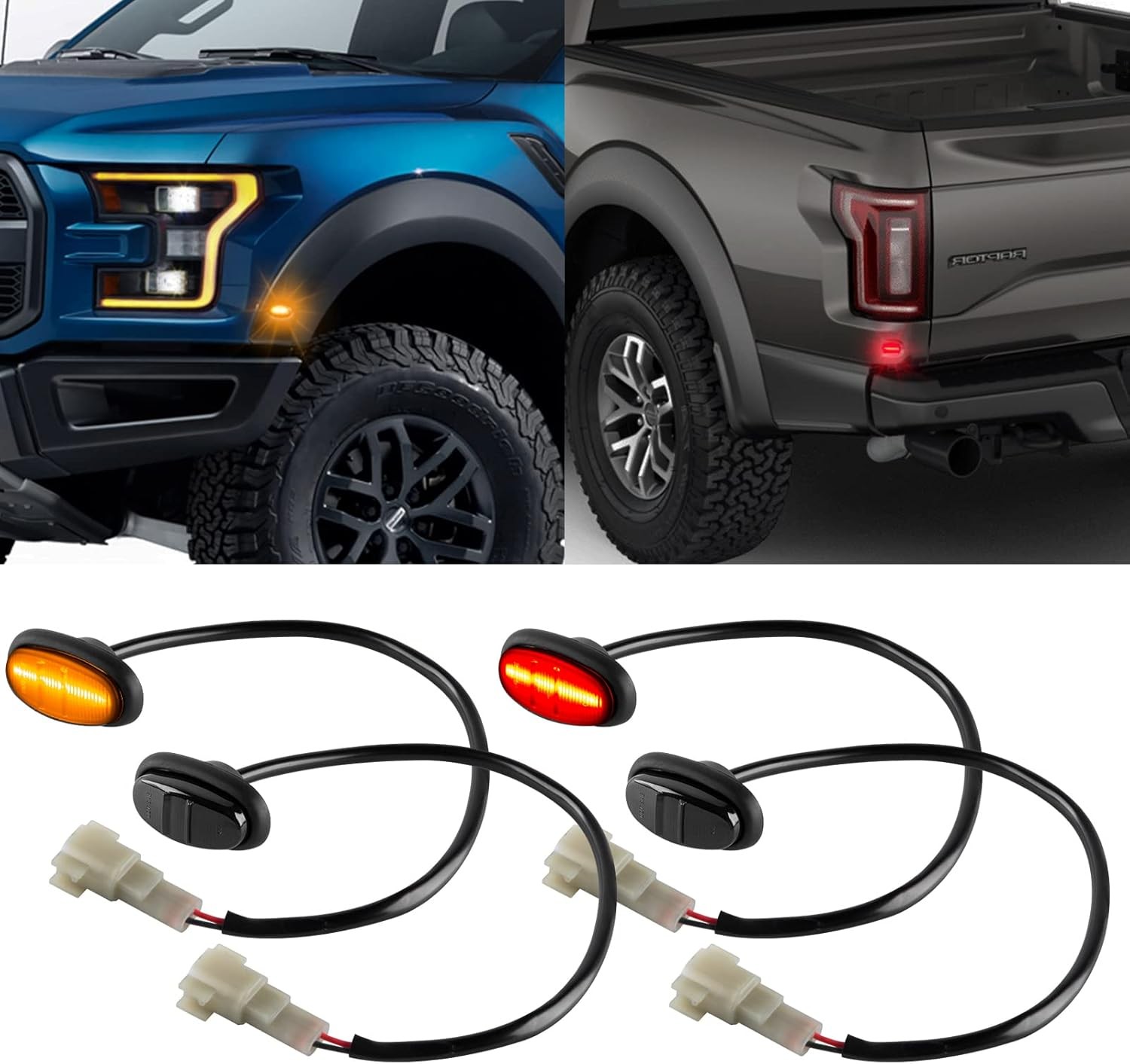 Led fender side marker lights amber front red rear full dually ford f150
