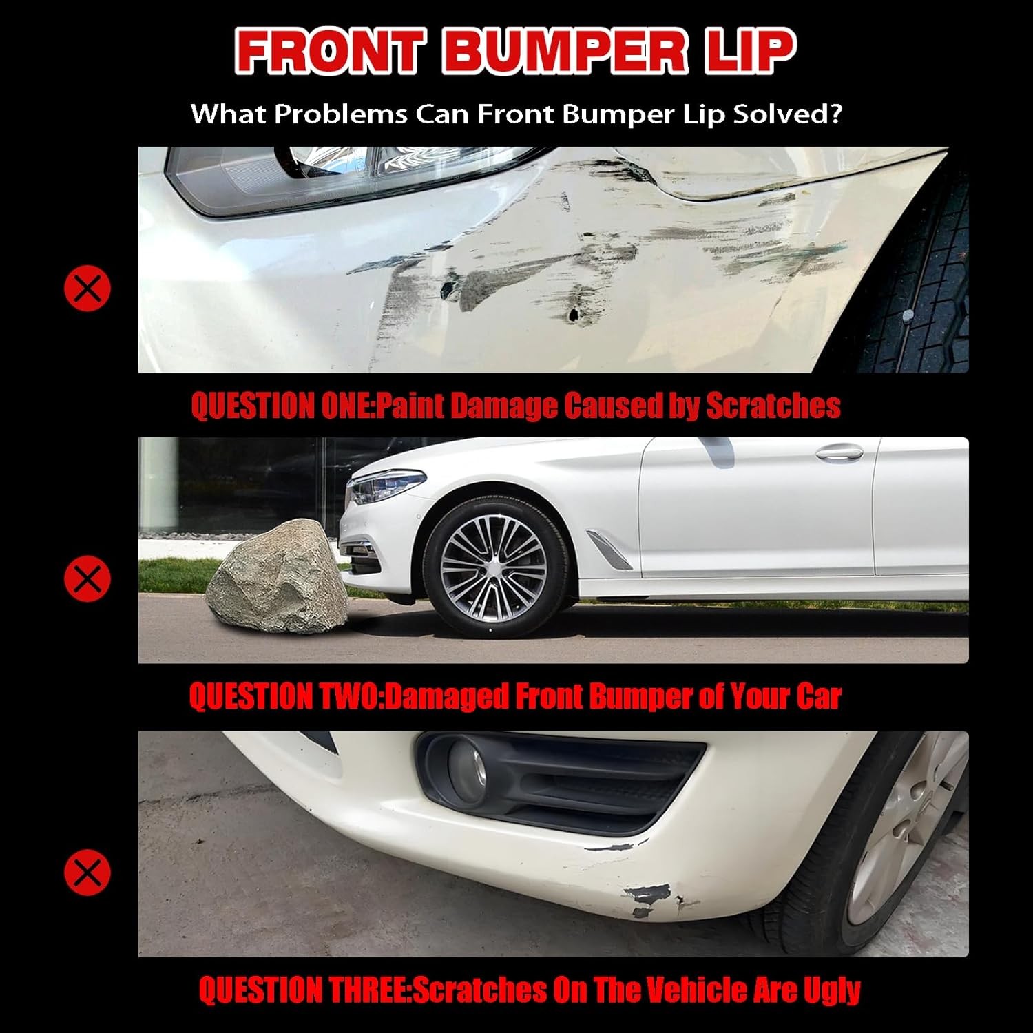 Front Bumper Lip Compatible with 2018 2019 2020 for Honda for Accord Sedan EX/EX