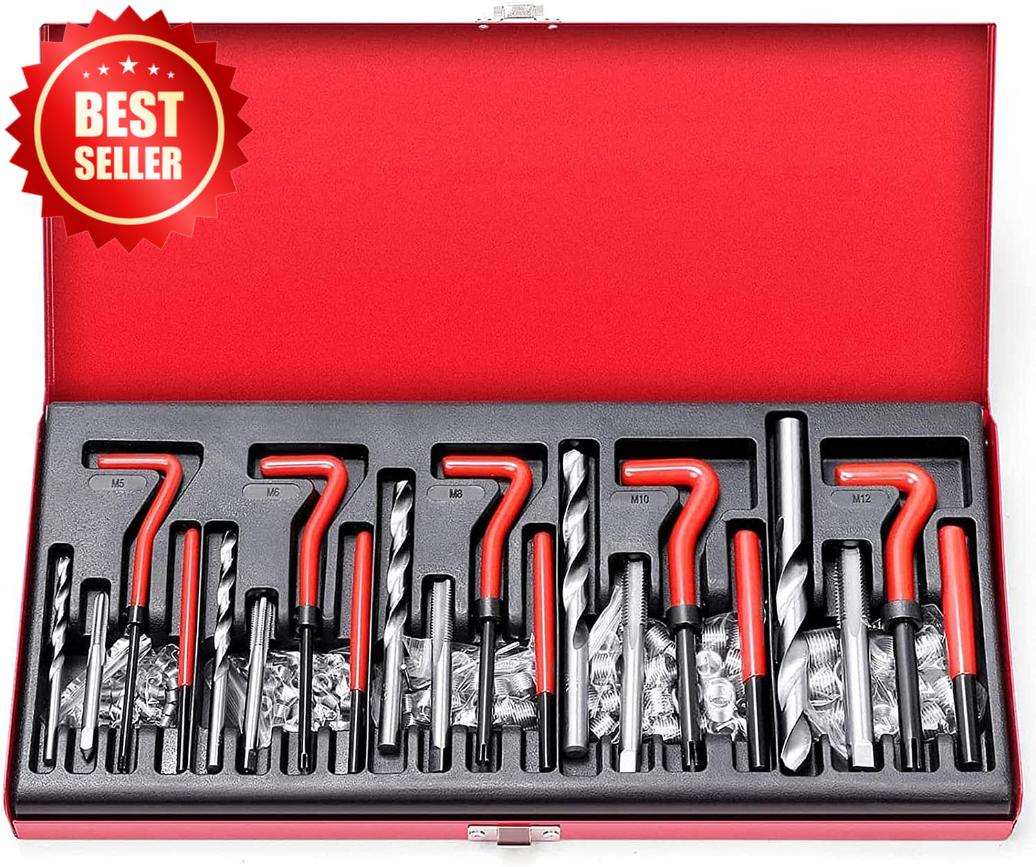 131 PC Metric Thread Repair Kit M5-M12 HSS Taps Inserts Rethread Auto US