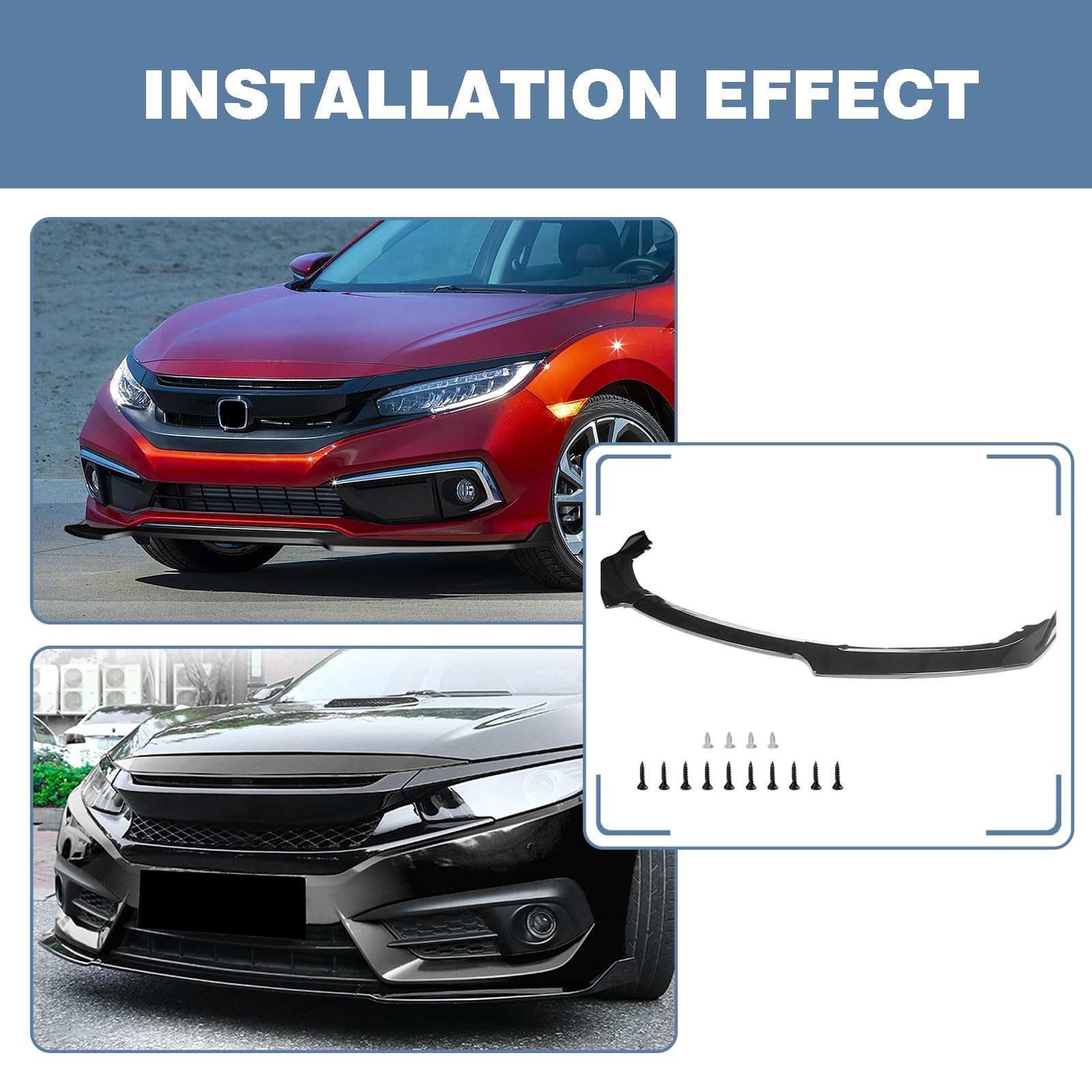 Front Bumper Lip fit for Honda Civic Sedan DX 2016-2020,for Honda Sedan EX/EX…