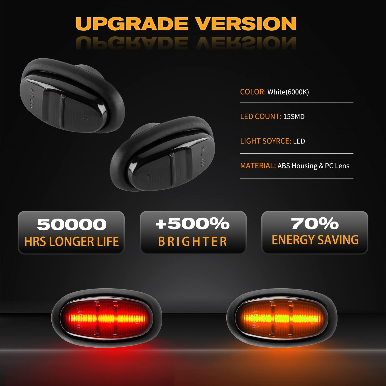 Led fender side marker lights amber front red rear full dually ford f150