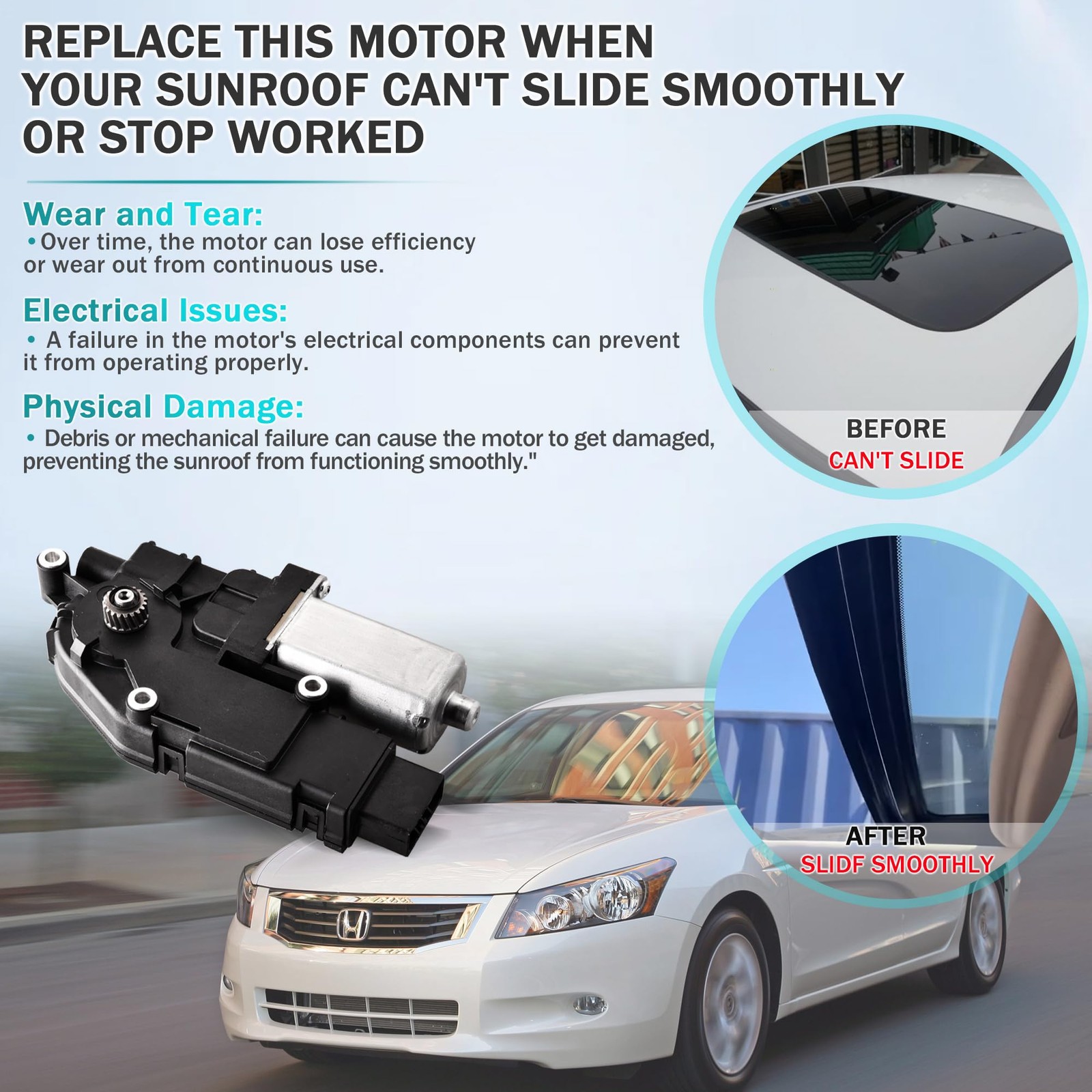 Unikpas Sunroof Motor Compatible for Honda Accord 2008-2012 XE/XE-L 2 Door/4 …