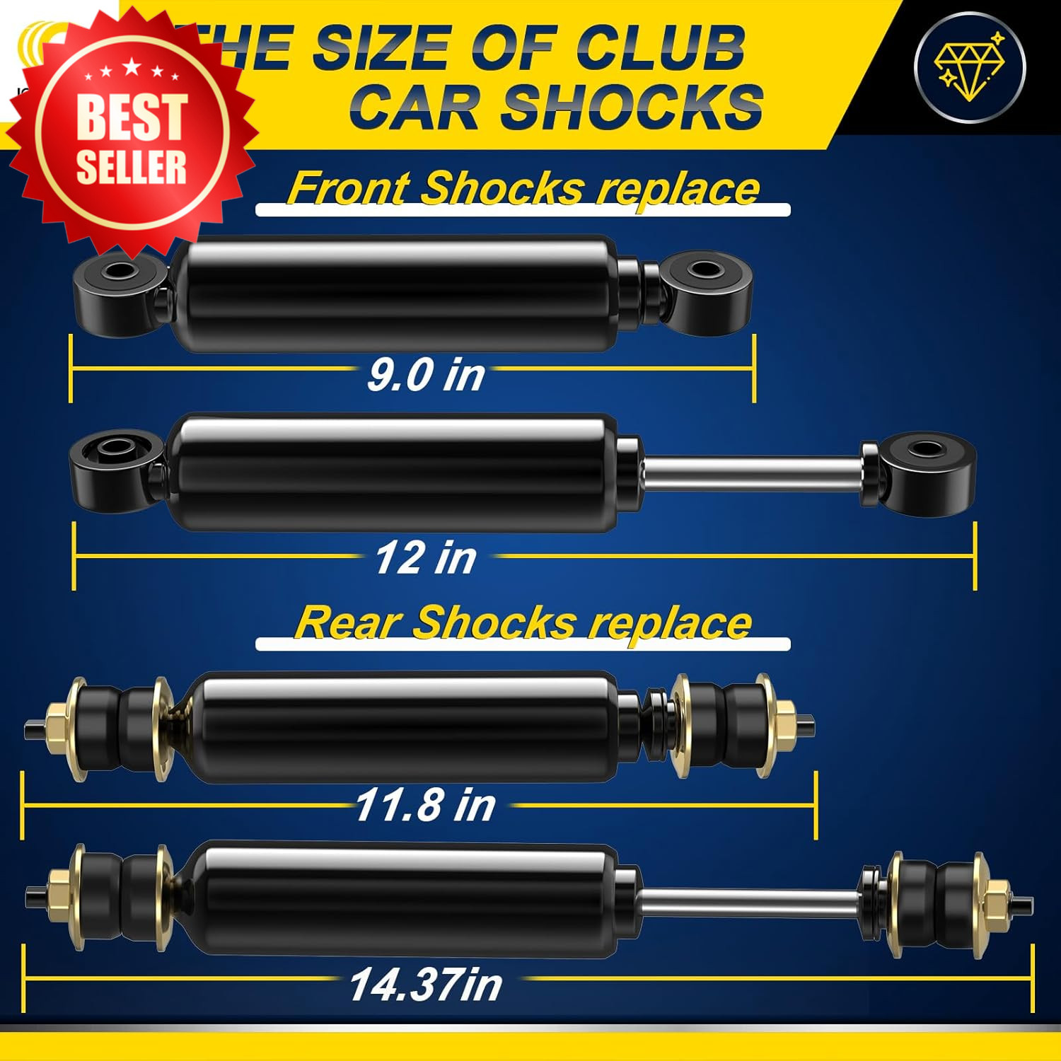 4 PCS Golf Cart Front Rear Shock Absorbers 1988-UP 2004-UP US