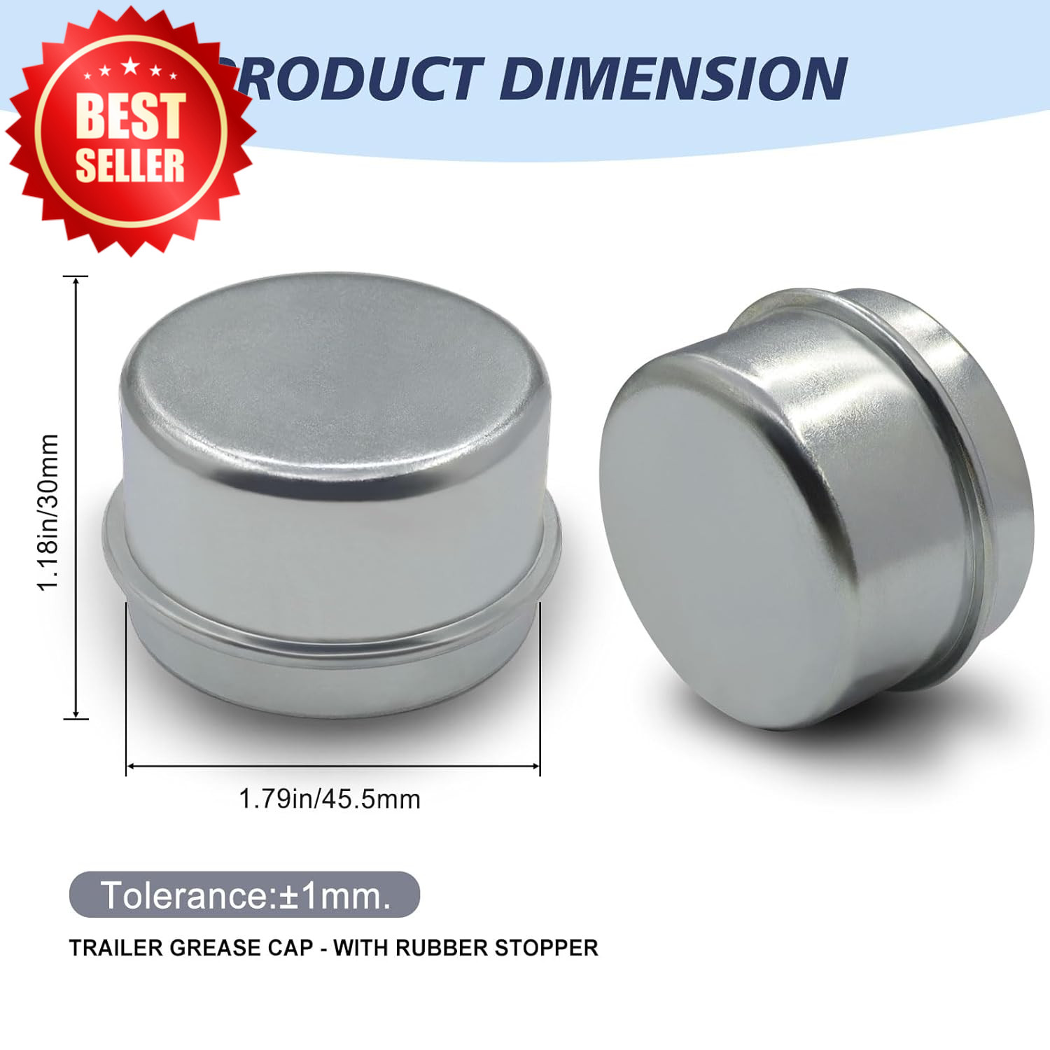 4 Pcs 1.78″ Trailer Axle Bearing Dust Cap for 5200-6000lb Hubs US