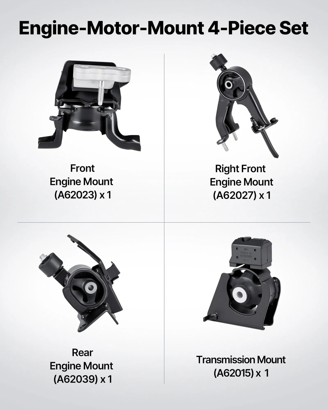 Engine and Transmission Motor Mount Kit Replacement, Set of 4, Compatible with