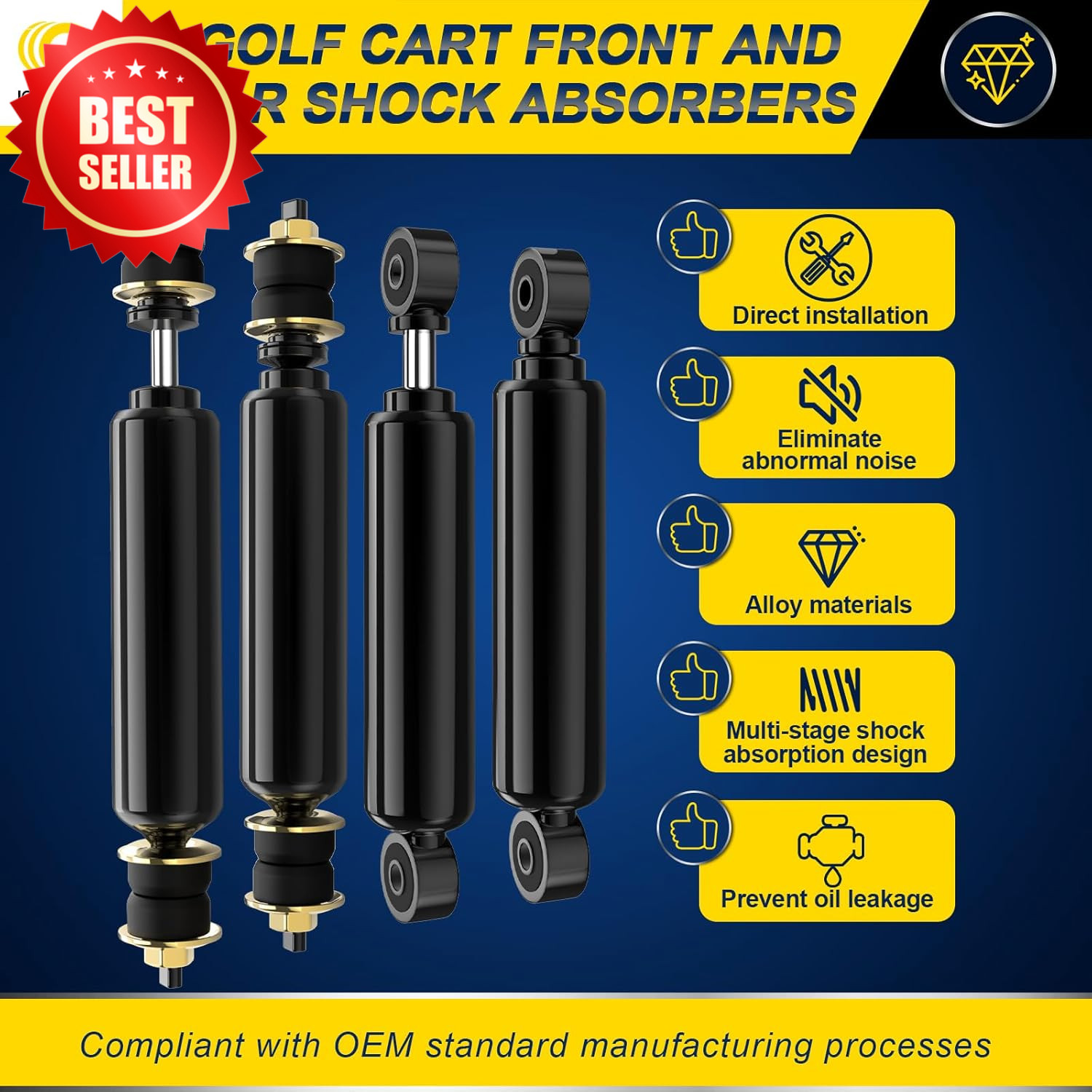 4 PCS Golf Cart Front Rear Shock Absorbers 1988-UP 2004-UP US