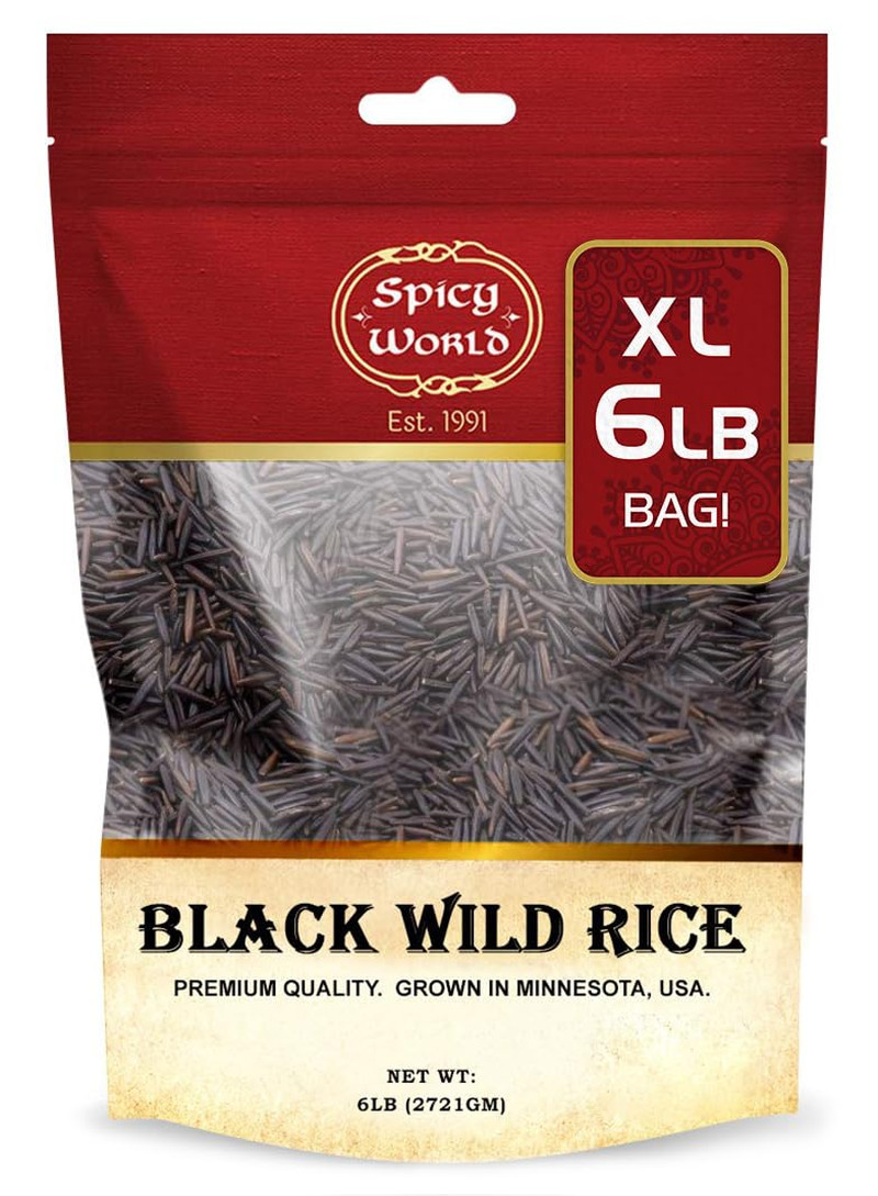 Minnesota Grown Black Wild Rice 6 Pound Bag – Premium Quality, All Natural – by