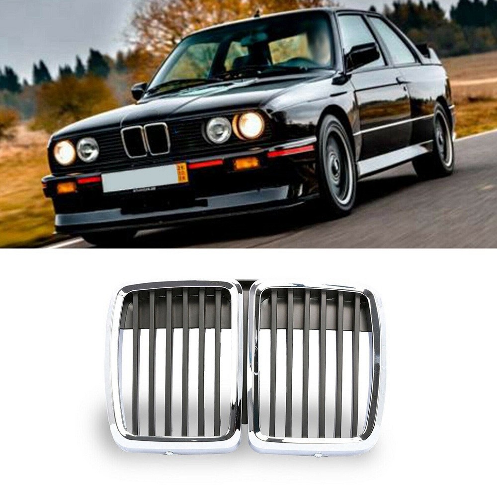 Front Hood Kidney Grille Grill Center Chrom Black for E30 M3 3 Serie2798