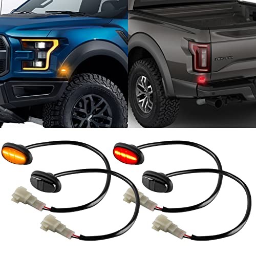 LED Fender Side Marker Lights Kit 4 Pcs Amber/Red Ford F150 2016-2020