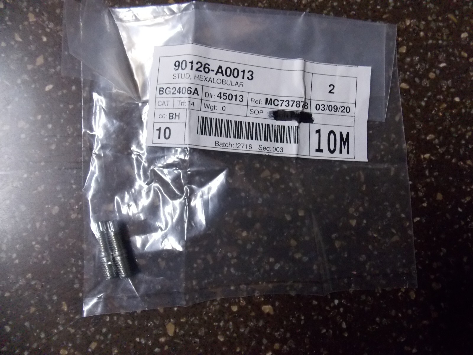 Two OEM Original Factory 2011-2017 Lower Oil Pan Studs – Toyota 90126-A0013