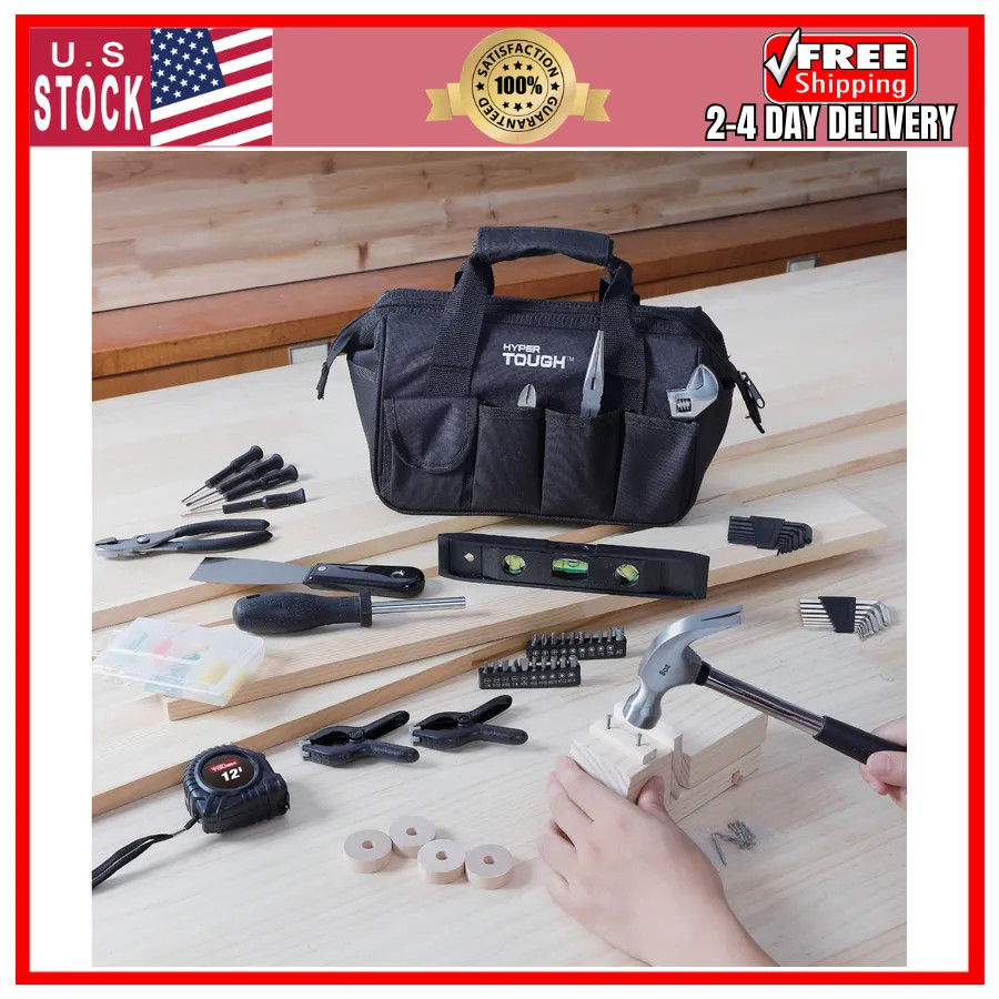 Hyper Tough 89-Piece Household Tool Set with 12-Pocket Storage Bag