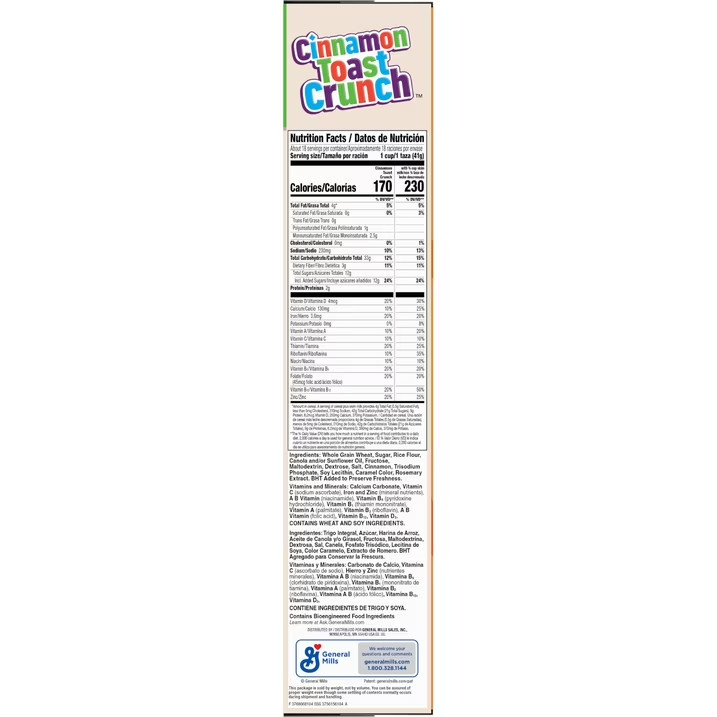 Cinnamon Toast Crunch Breakfast Cereal, Crispy Cinnamon Cereal, Mega Size, 27 oz