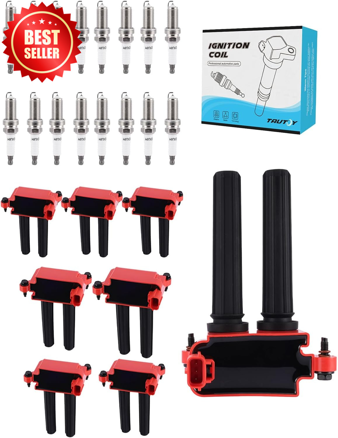 8 Pcs UF504 Ignition Coil Pack Iridium Spark Plug 5.7L 6.1L 2005-2016 US
