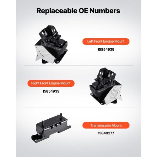 Engine and Transmission Motor Mount Kit Replacement, Set of 3, Compatible with 2