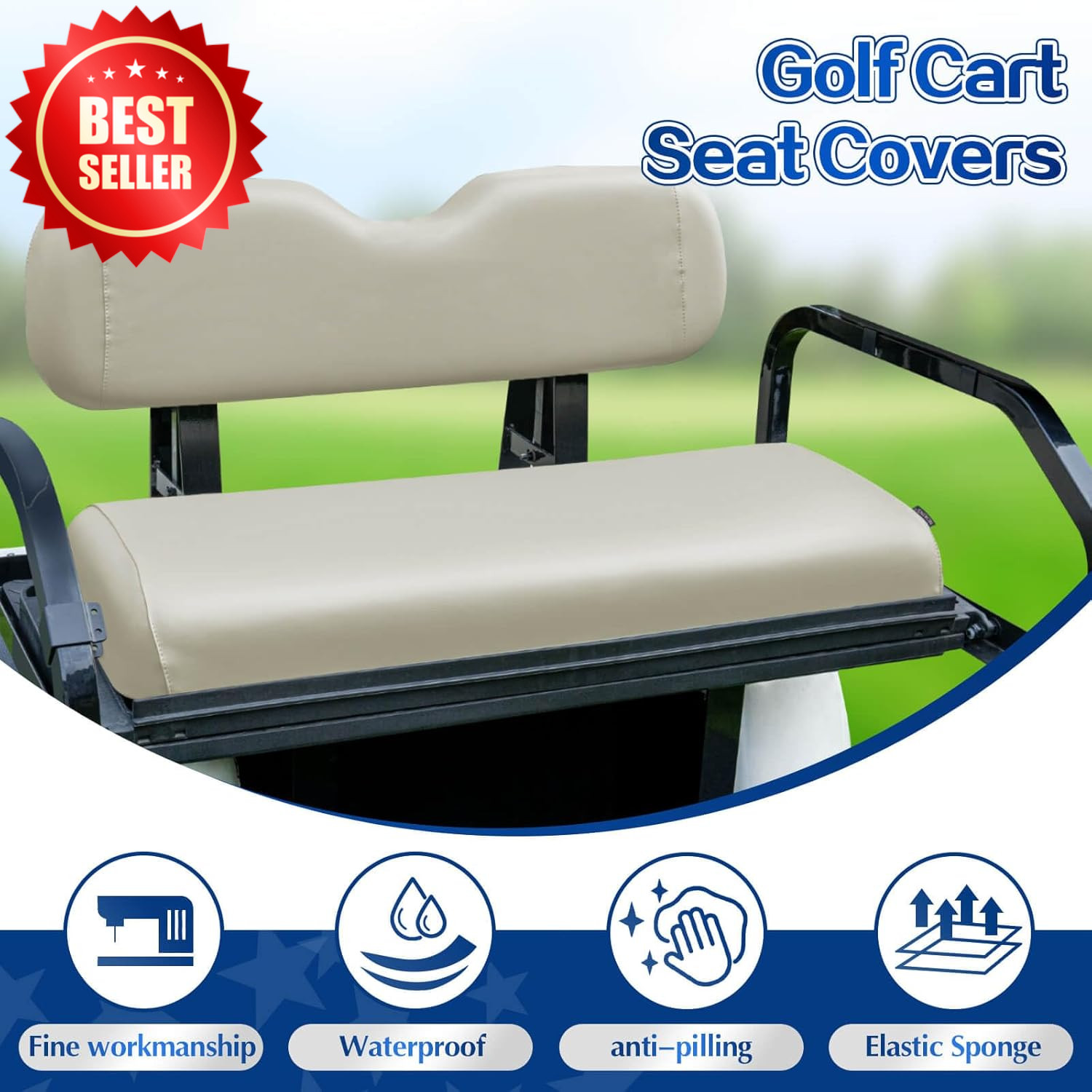 Waterproof Leather Golf Cart Rear Seat Cover Universal Aftermarket Grey US