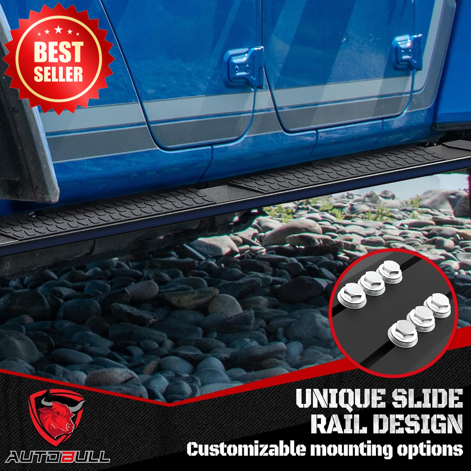 Black Aluminum Running Boards Side Steps Crew Cab 2019-2025 Silverado Sierra US