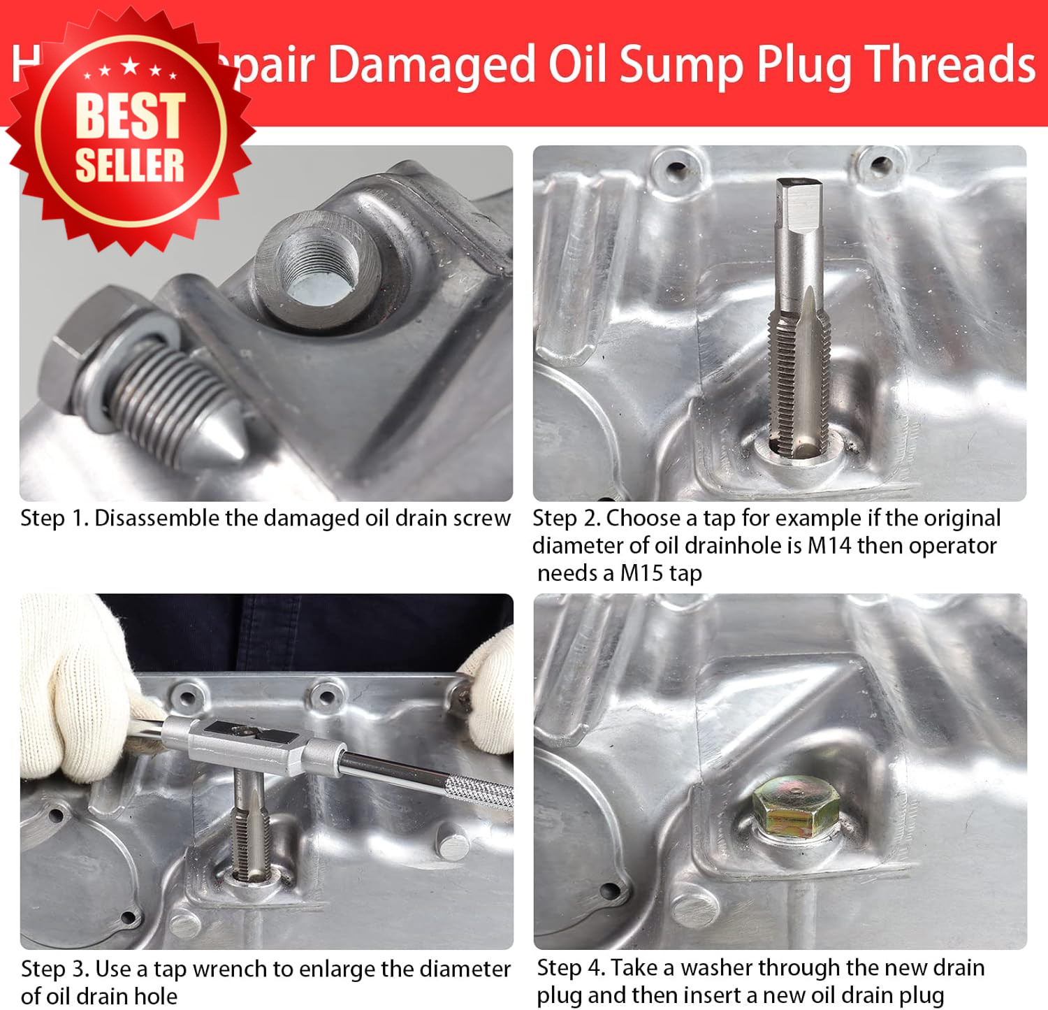 84 PC Oil Pan Drain Plug Thread Repair Kit M13-M22 Metric Rethread Auto US