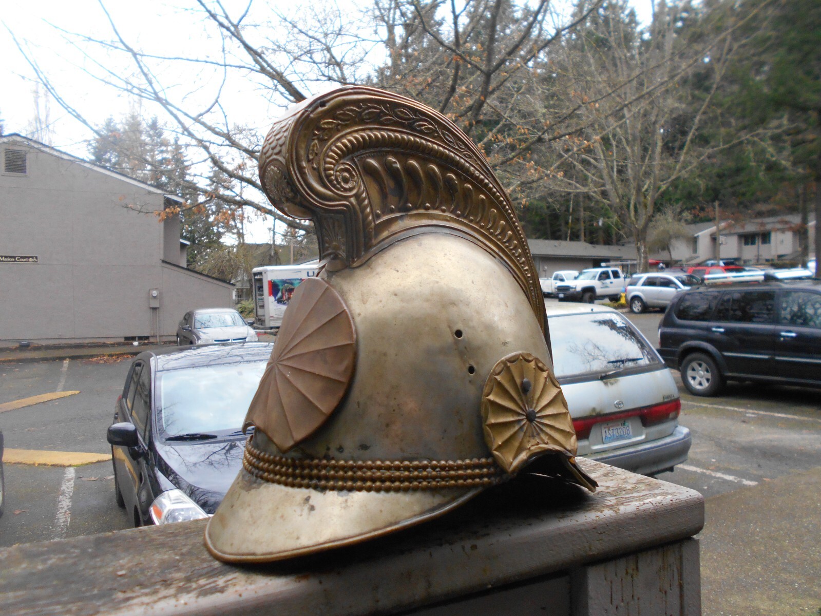 1860`s French second Empire brass fireman helmet