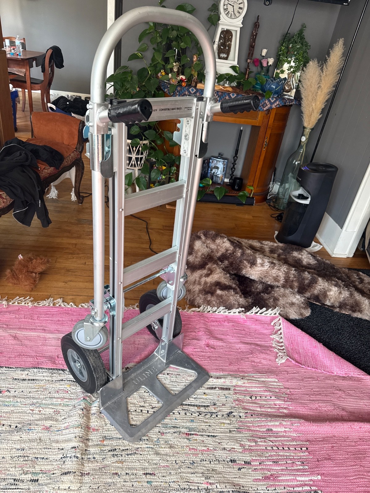 Gently used one time ULINE Convertible hand truck aluminum