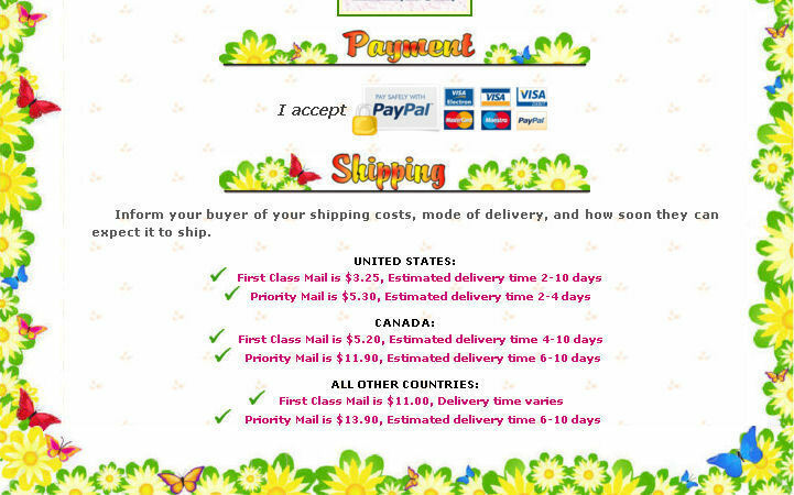 AUCTION TEMPLATE Butterflies & Daisies Design Border Yellow Green FREE SHIPPING
