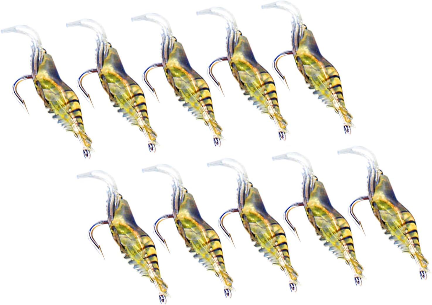 10Pcs Soft Shrimp Fishing Lures – 2″ Voodoo Gulp Prawn Bait for Bass Trout