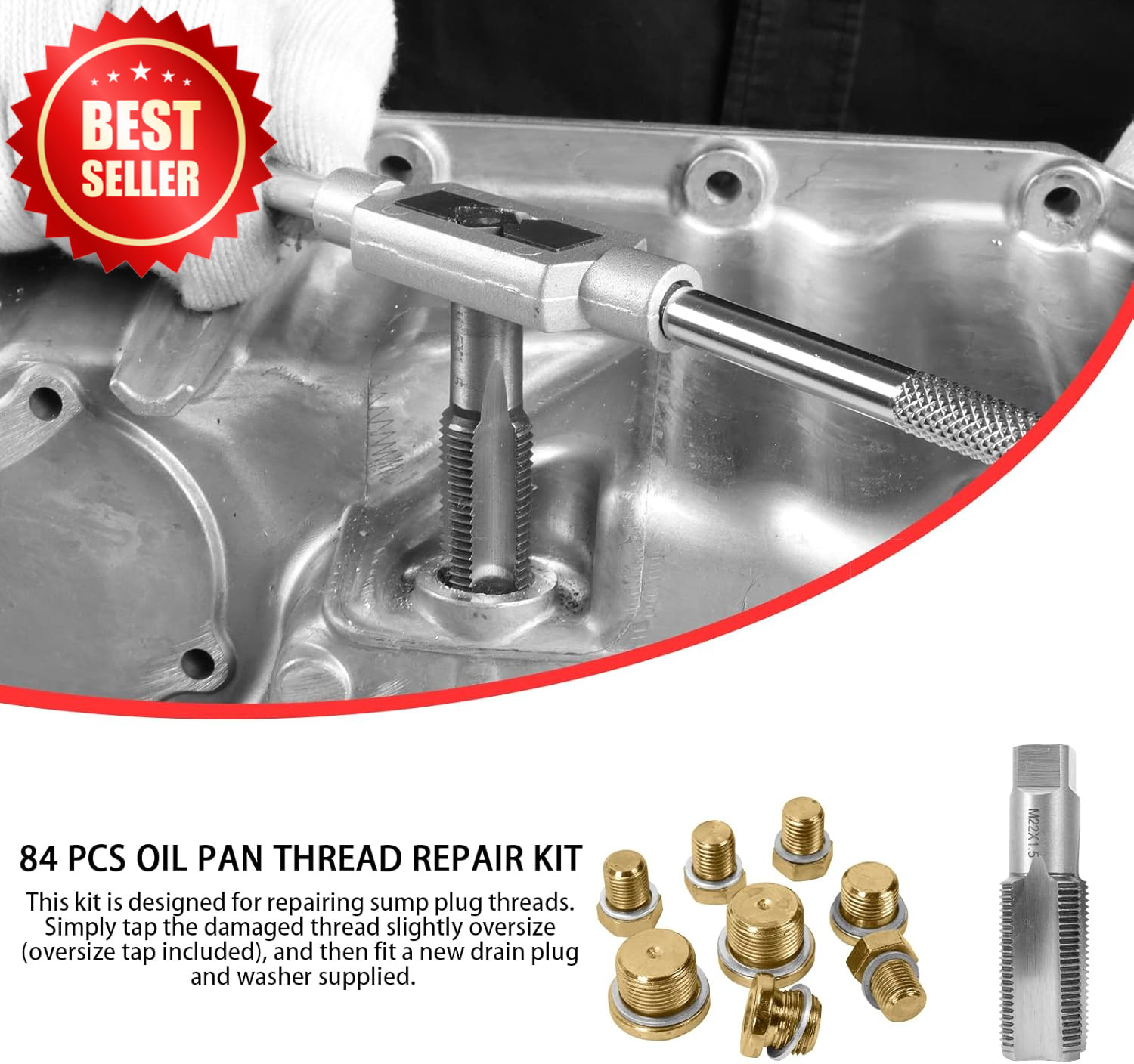 84 PC Oil Pan Drain Plug Thread Repair Kit M13-M22 Metric Rethread Auto US