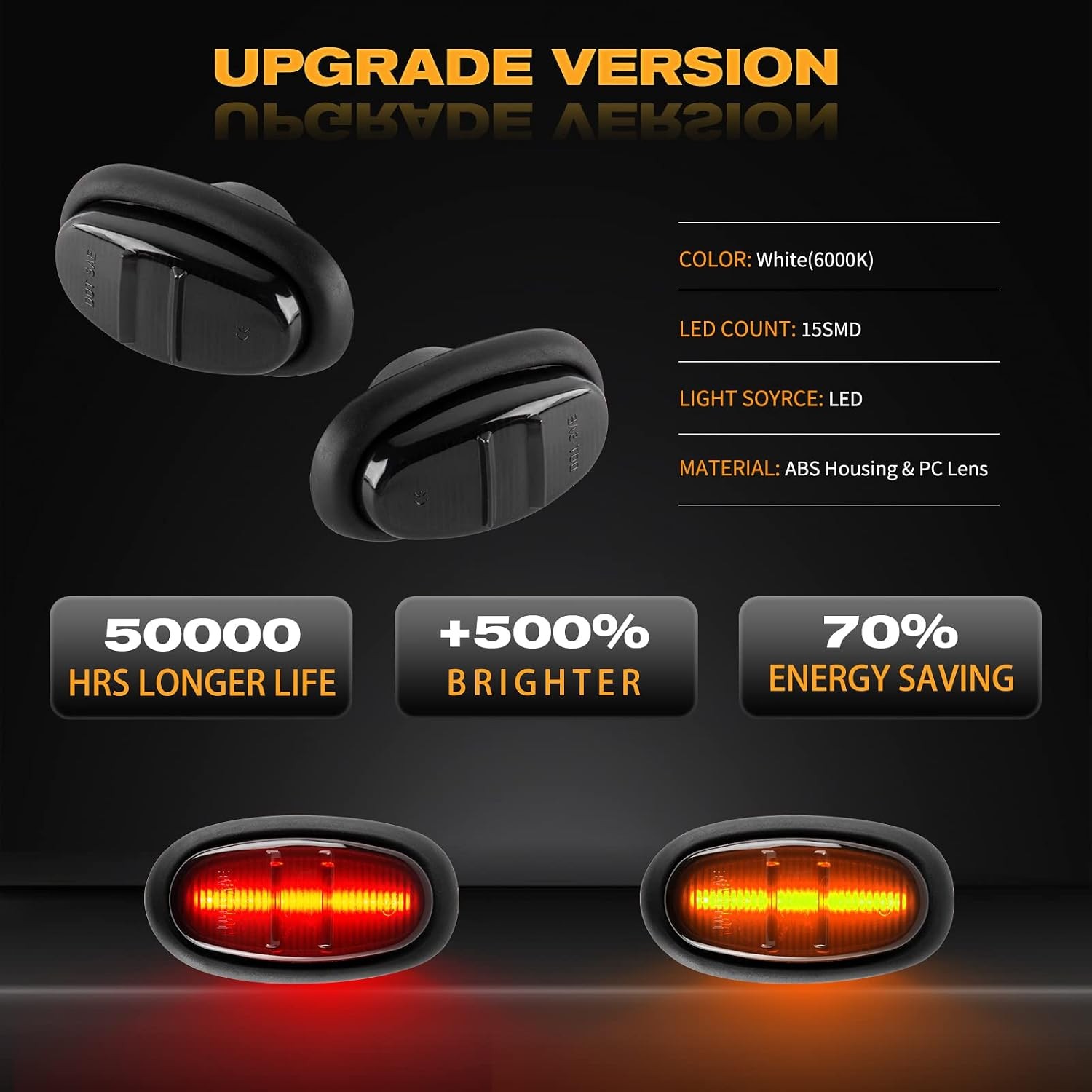 Led fender side marker lights amber front red rear full dually ford f150