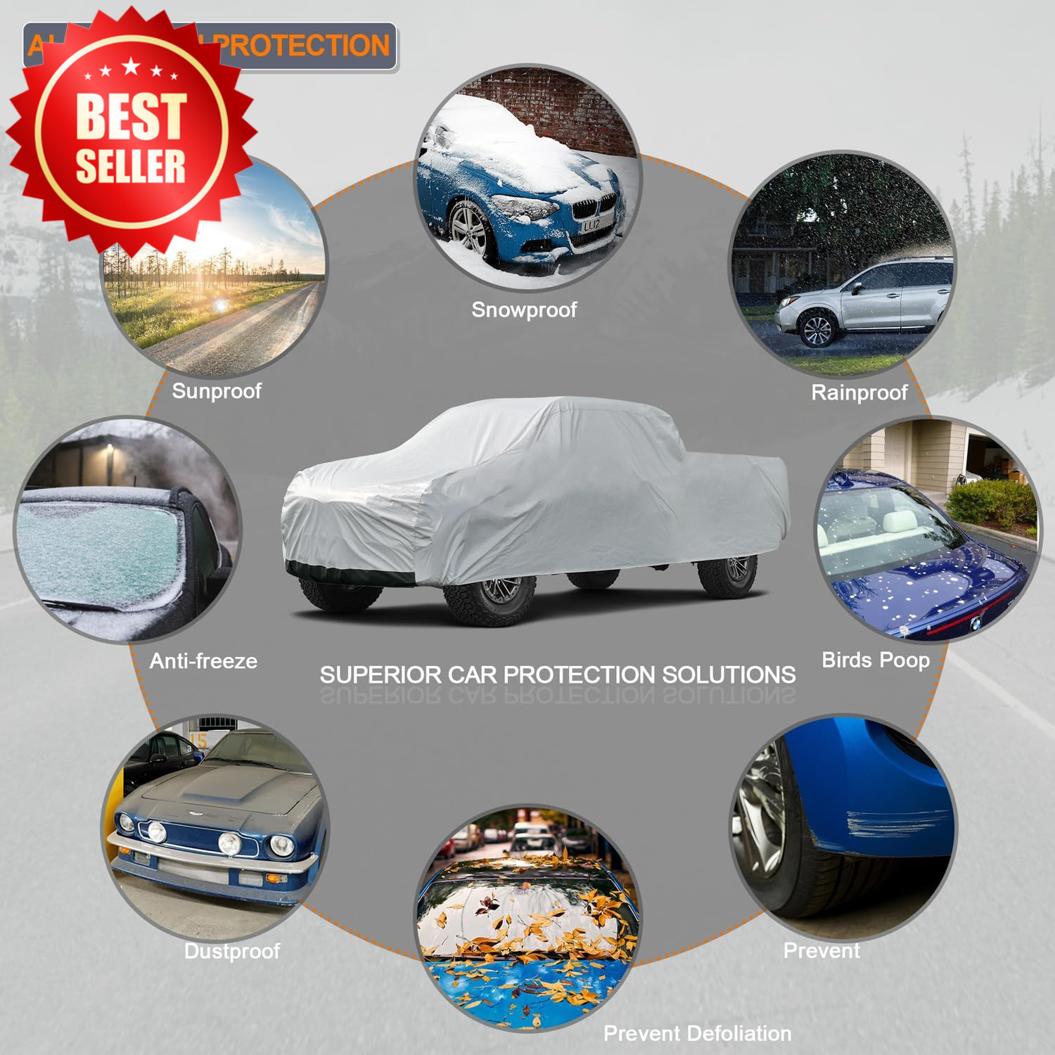 6 Layer Truck Cover Waterproof All Weather Heavy Duty Outdoor Pickup 228 Inch L