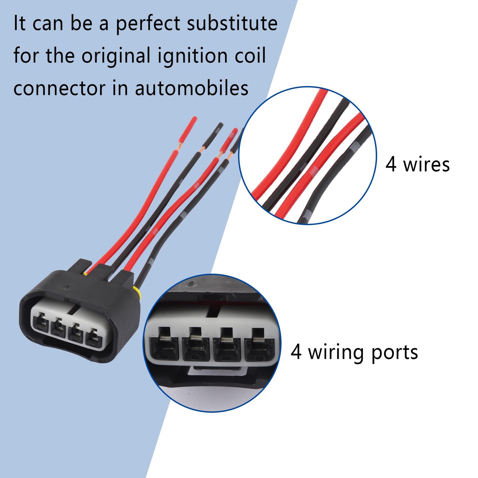 4PCS Ignition Coil Connector – Standard 4 Ports 1.11×0.94×0.6 inch