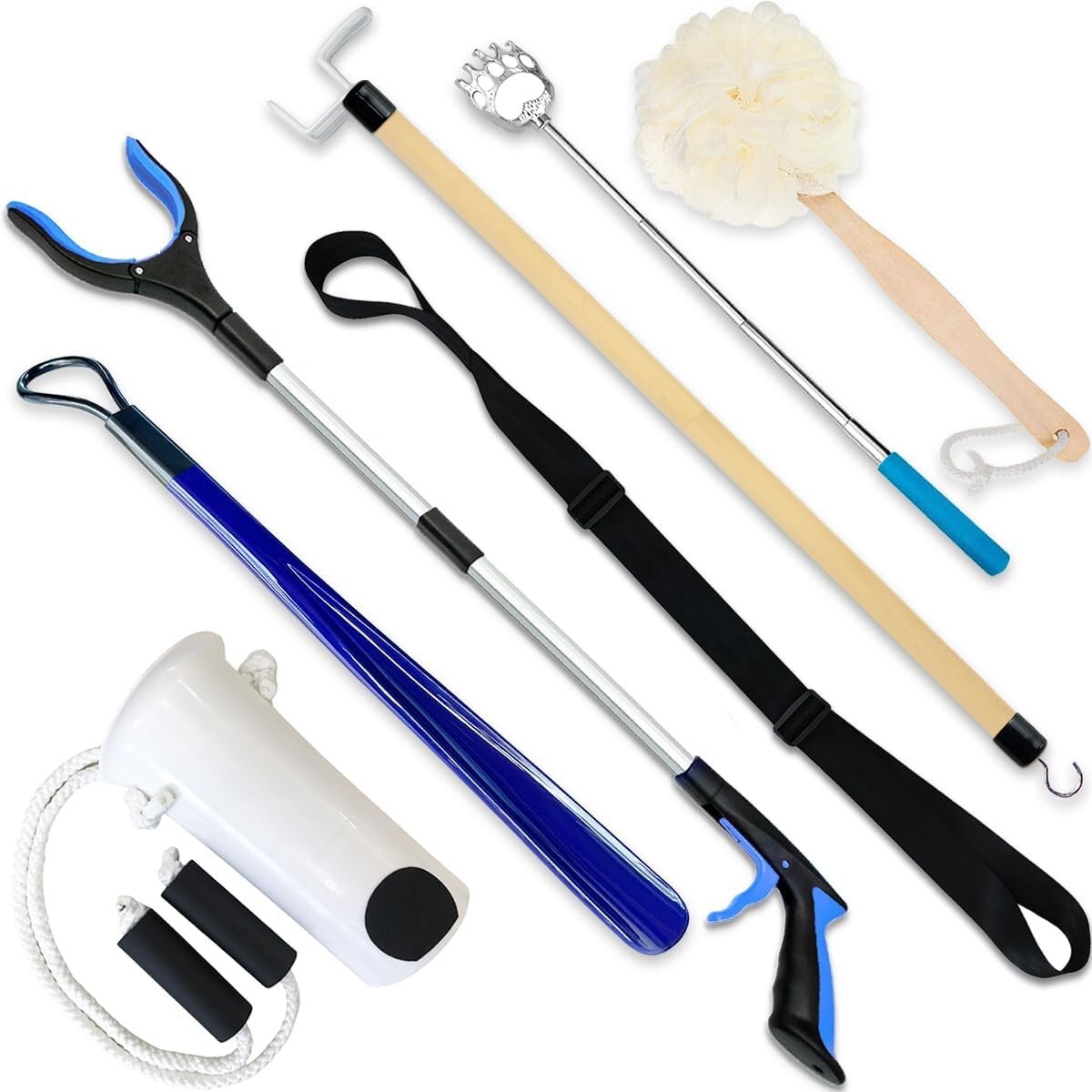 7 Pcs Seniors Hip Replacement After Surgery Aid Kit, Grabber, Loofah, Scratcher