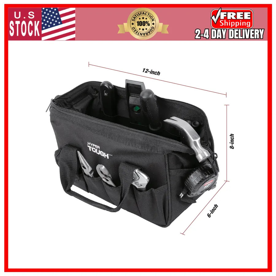 Hyper Tough 89-Piece Household Tool Set with 12-Pocket Storage Bag