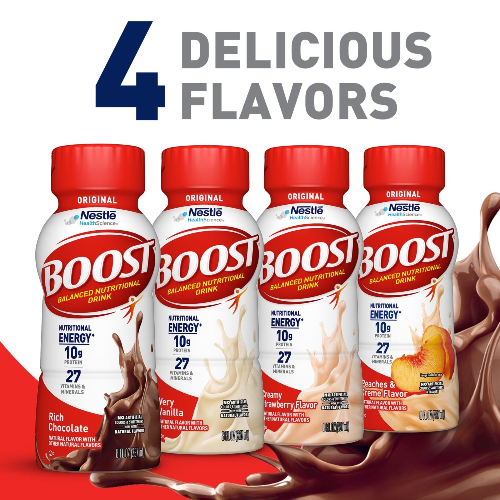 BOOST Original Balanced Nutritional Drink Protein Shakes, Chocolate, 8oz 30 Pack