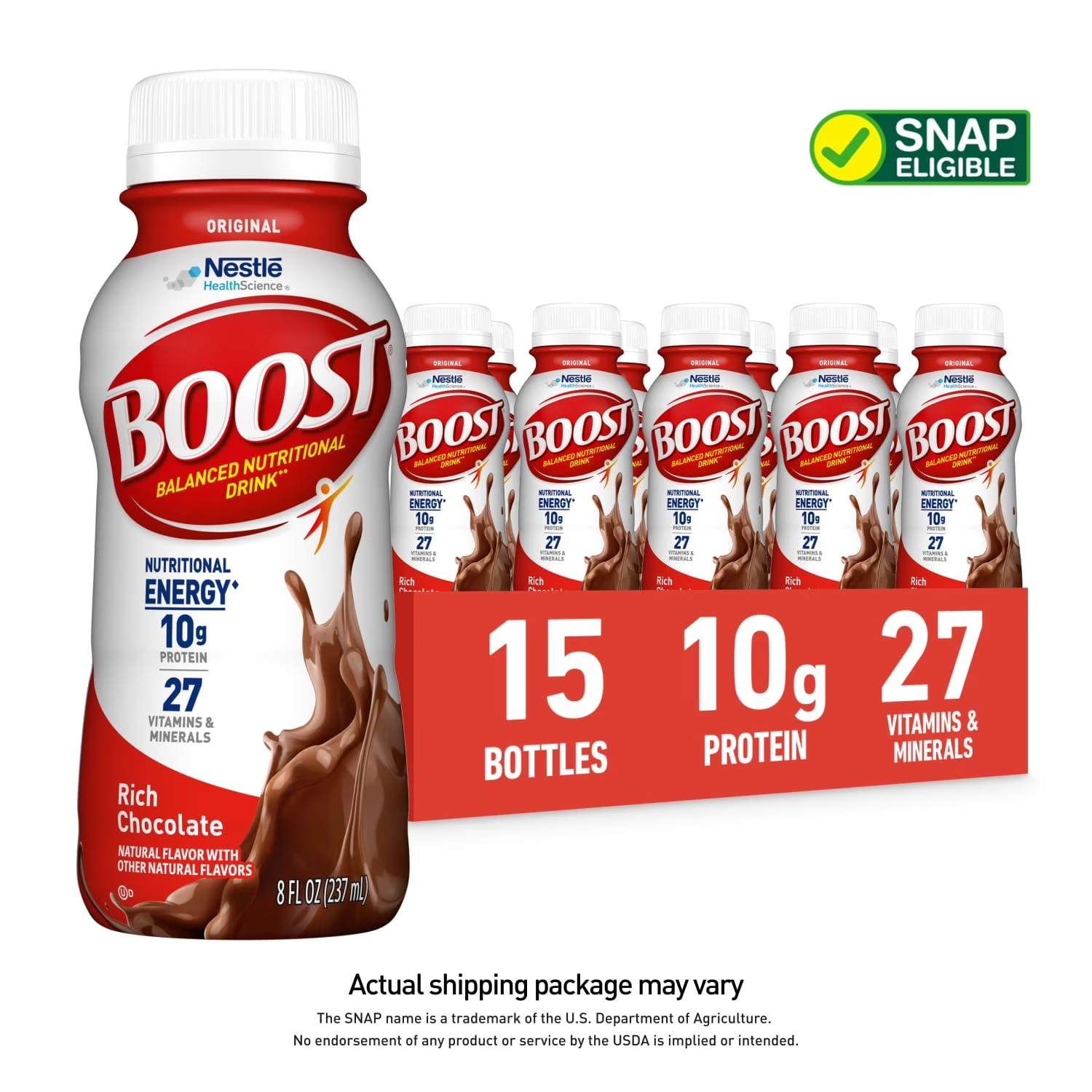 BOOST Original Balanced Nutritional Drink Protein Shakes, Chocolate, 8oz 30 Pack