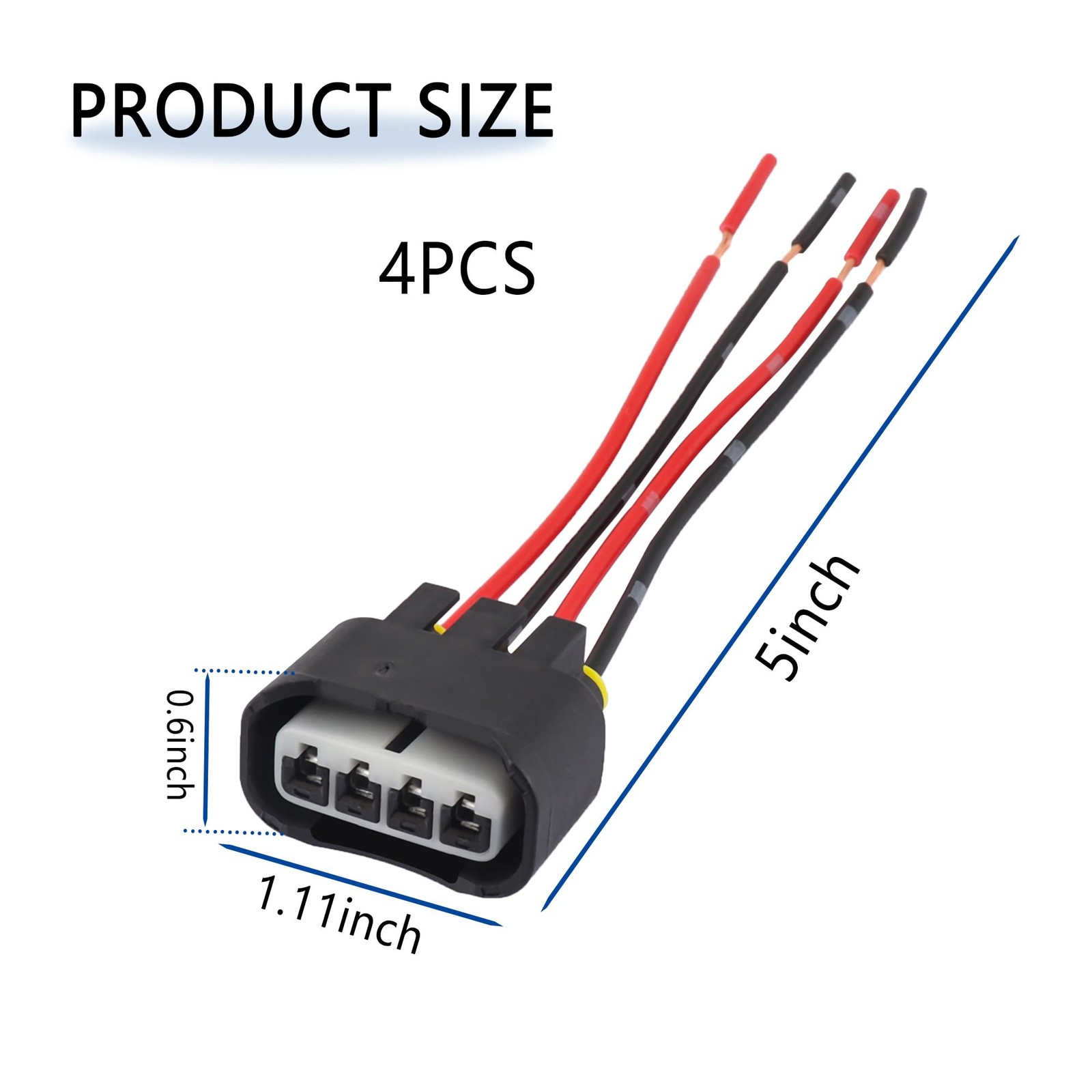 4PCS Ignition Coil Connector – Standard 4 Ports 1.11×0.94×0.6 inch