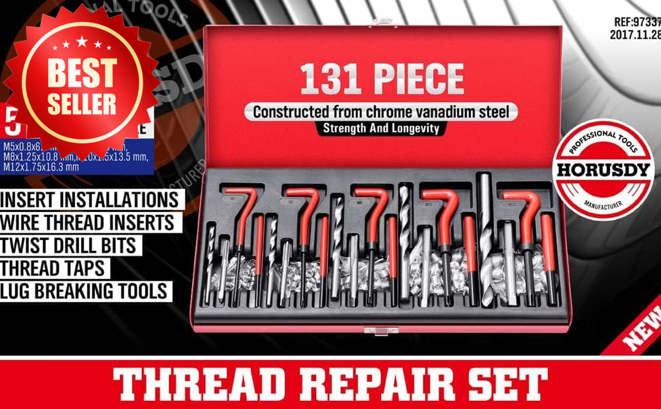 131 PC Metric Thread Repair Kit M5-M12 HSS Taps Inserts Rethread Auto US