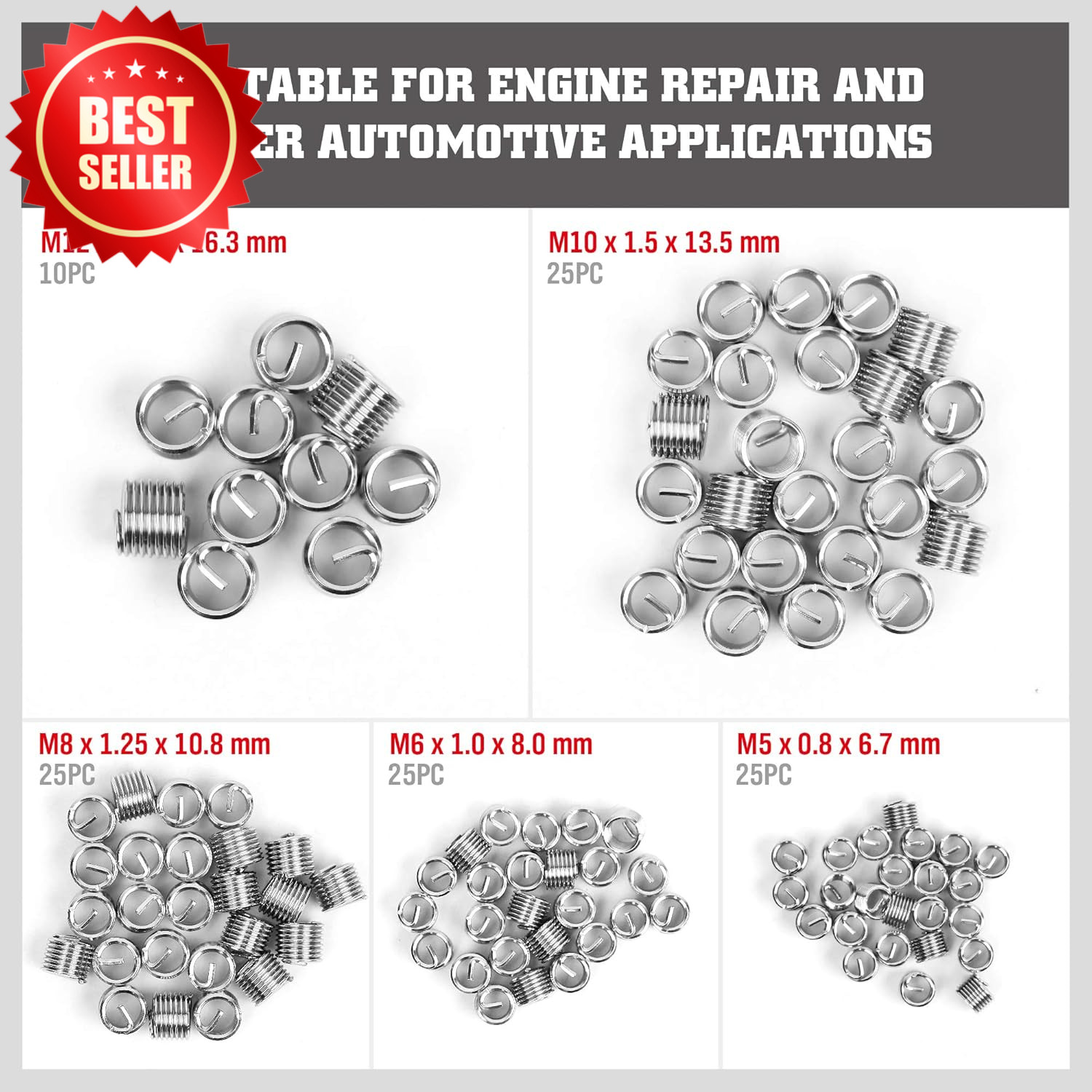 131 PC Metric Thread Repair Kit M5-M12 HSS Taps Inserts Rethread Auto US