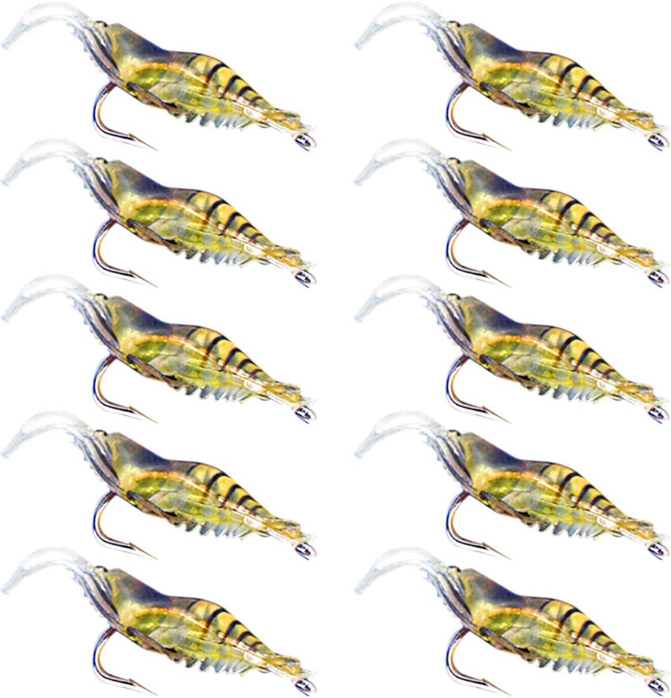 10Pcs Soft Shrimp Fishing Lures – 2″ Voodoo Gulp Prawn Bait for Bass Trout
