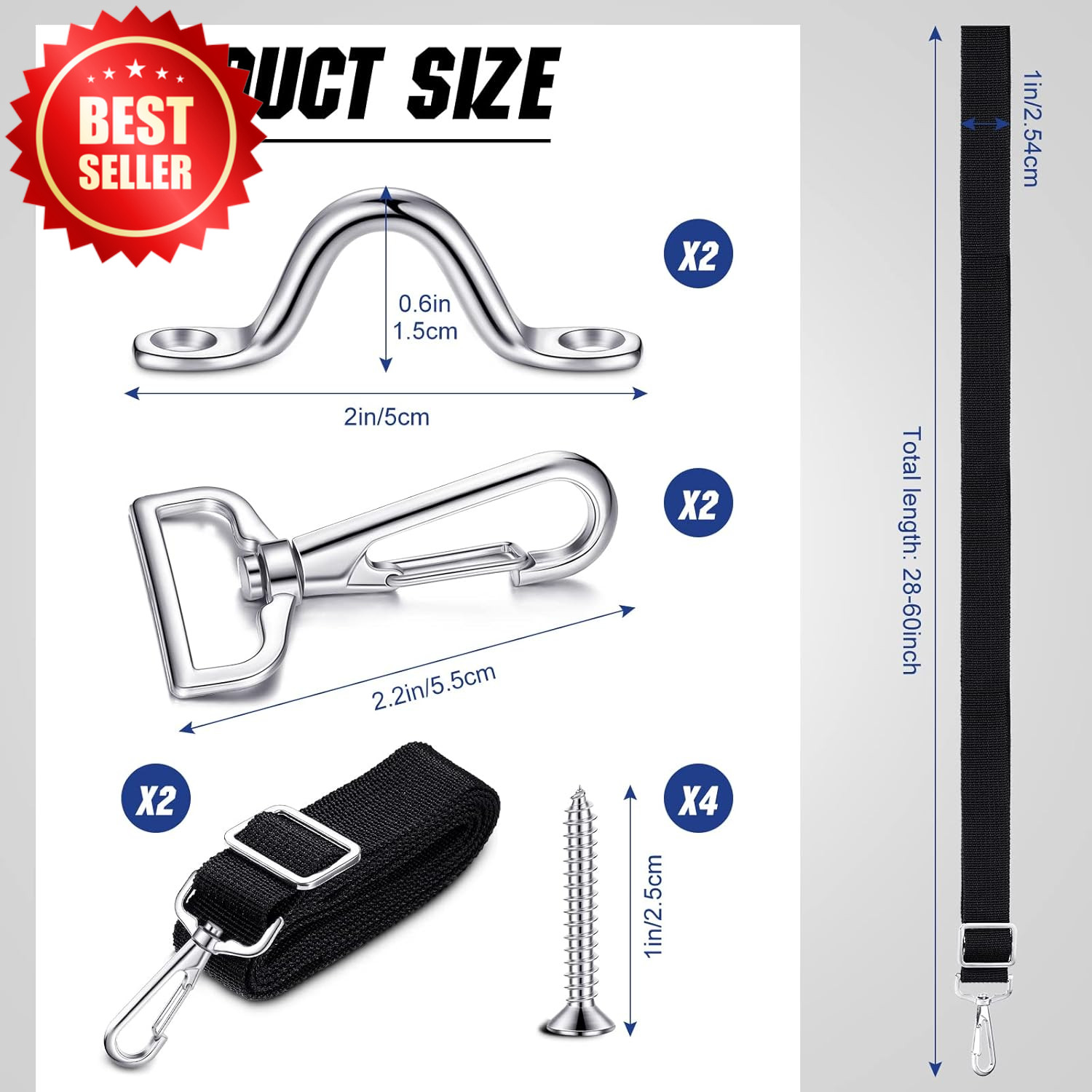 12pc Bimini Top Hardware Fitting Set 7/8″ Jaw Slide Cap Eye End Deck Hinge Strap