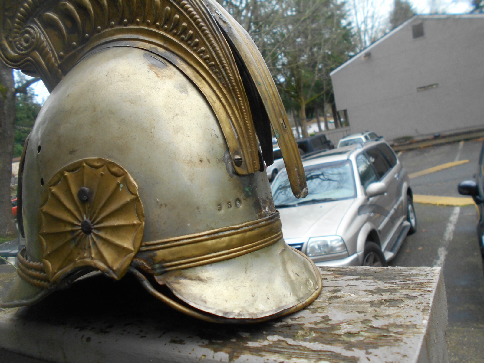 1860`s French second Empire brass fireman helmet
