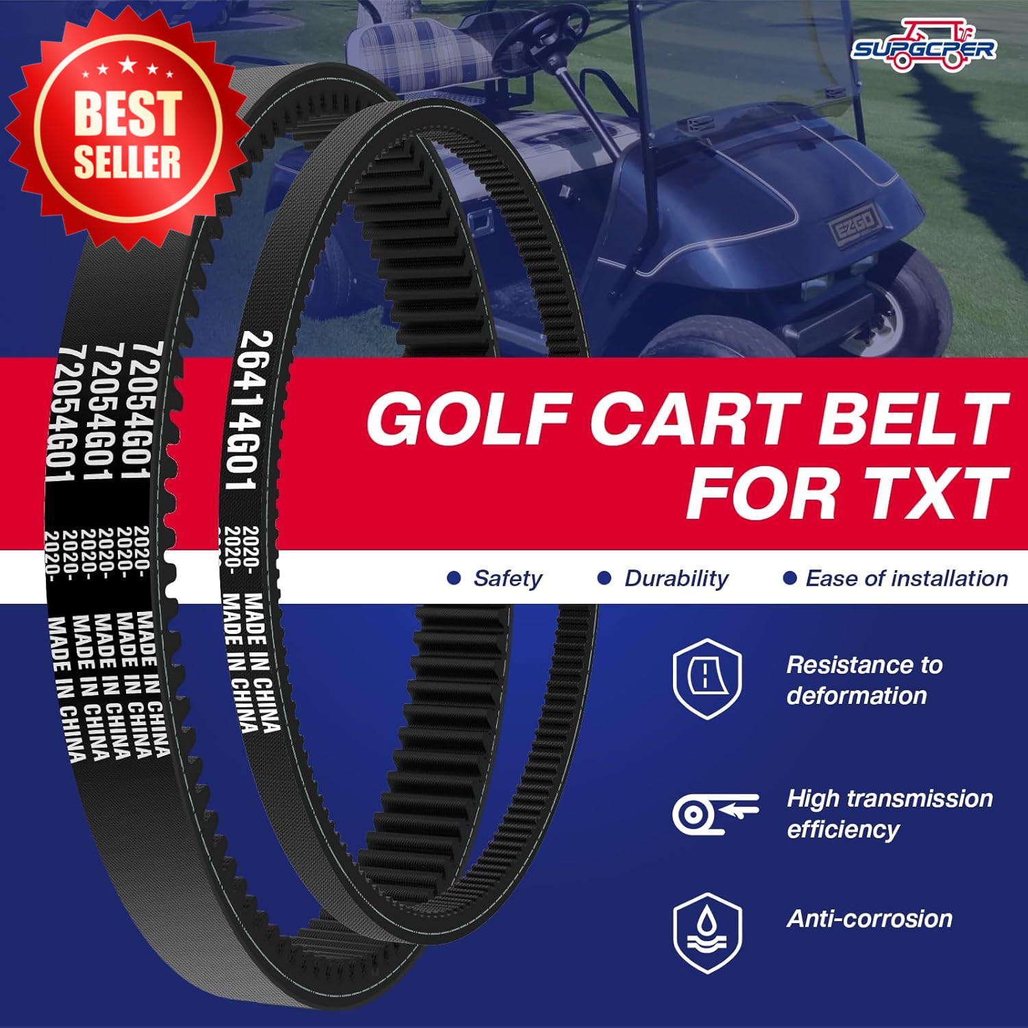 EZGO TXT Drive & Starter Belt Kit Golf Cart 4 Cycle Gas 1994-UP US