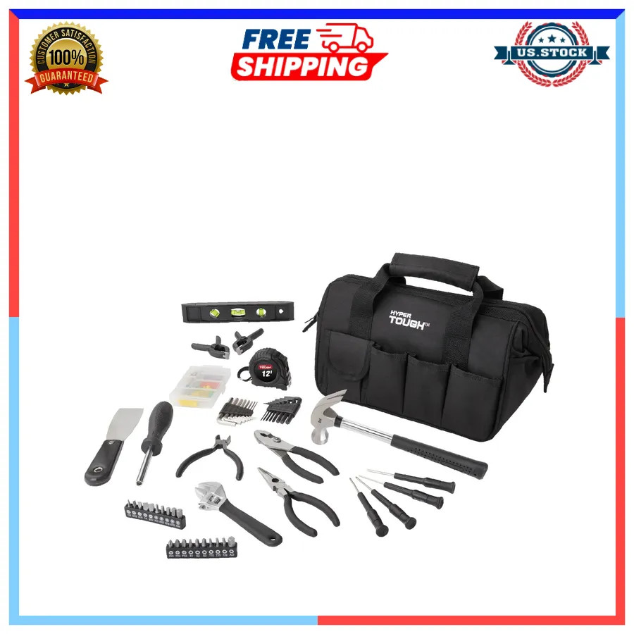 Hyper Tough 89-Piece Household Tool Set with 12-Pocket Storage Bag