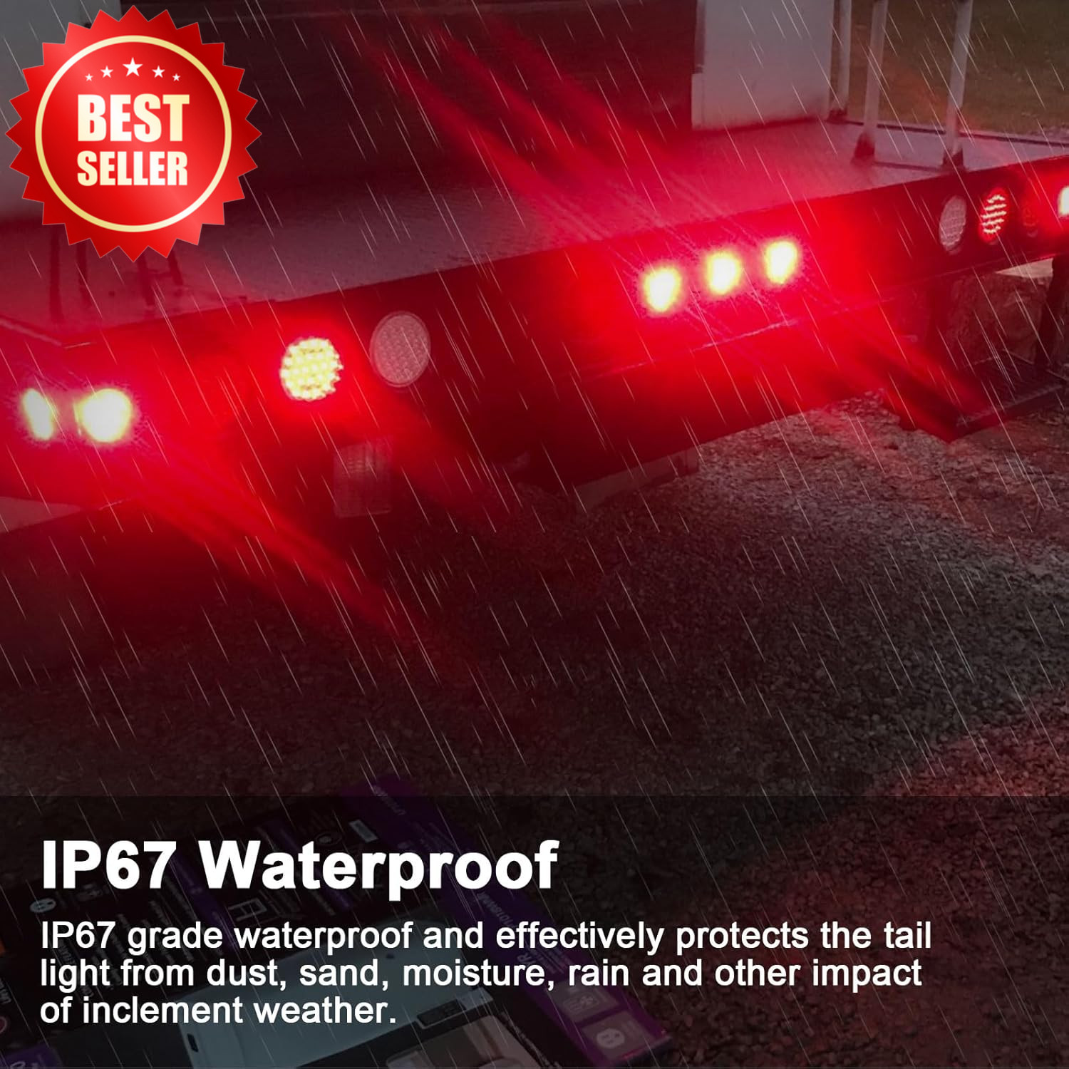 4″ Round LED Trailer Tail Lights Kit 3RD Brake Bar Marker 25ft Harness US