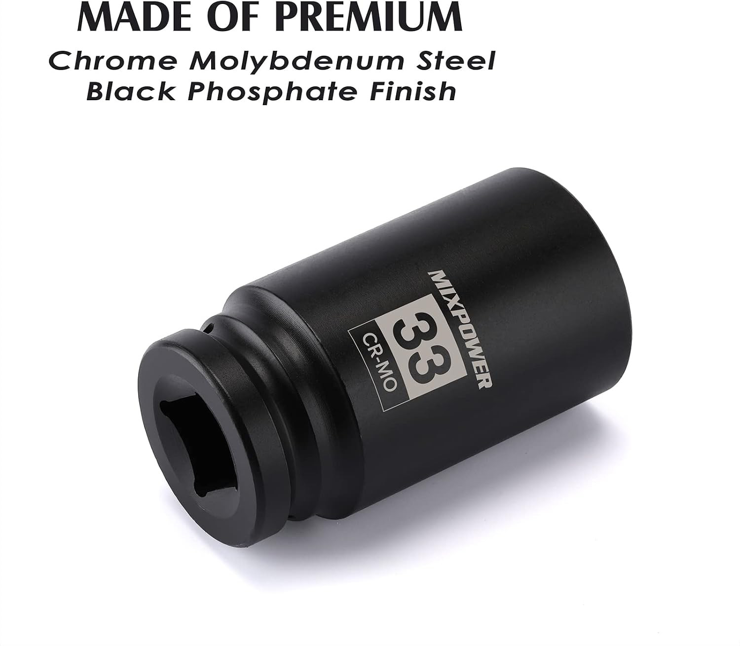 6-Point 3/4-Inch Drive Deep Impact Socket- 33Mm (Metric), CR-MO, 3/4-Inch Drive