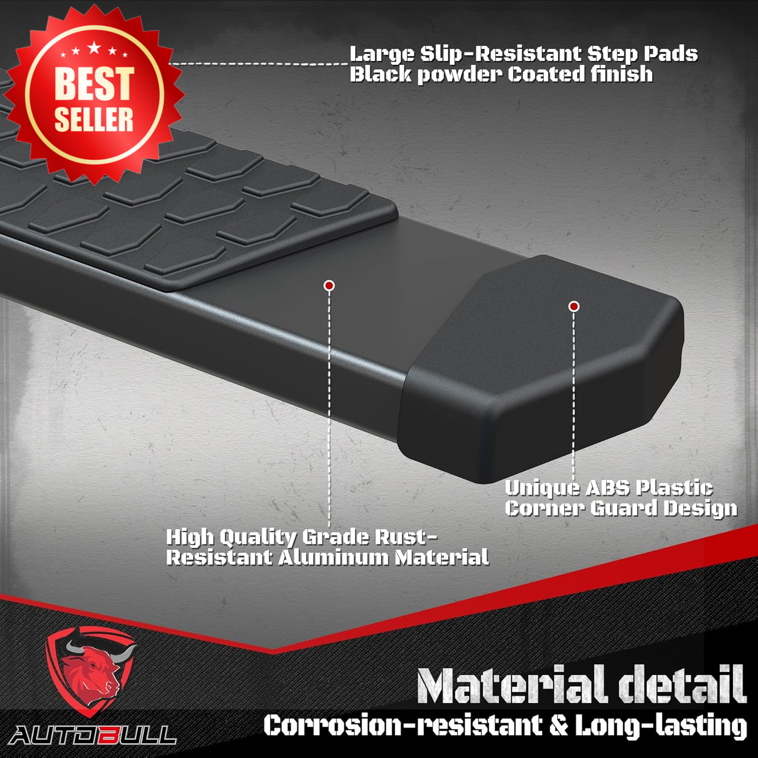 Black Aluminum Running Boards Side Steps Crew Cab 2019-2025 Silverado Sierra US