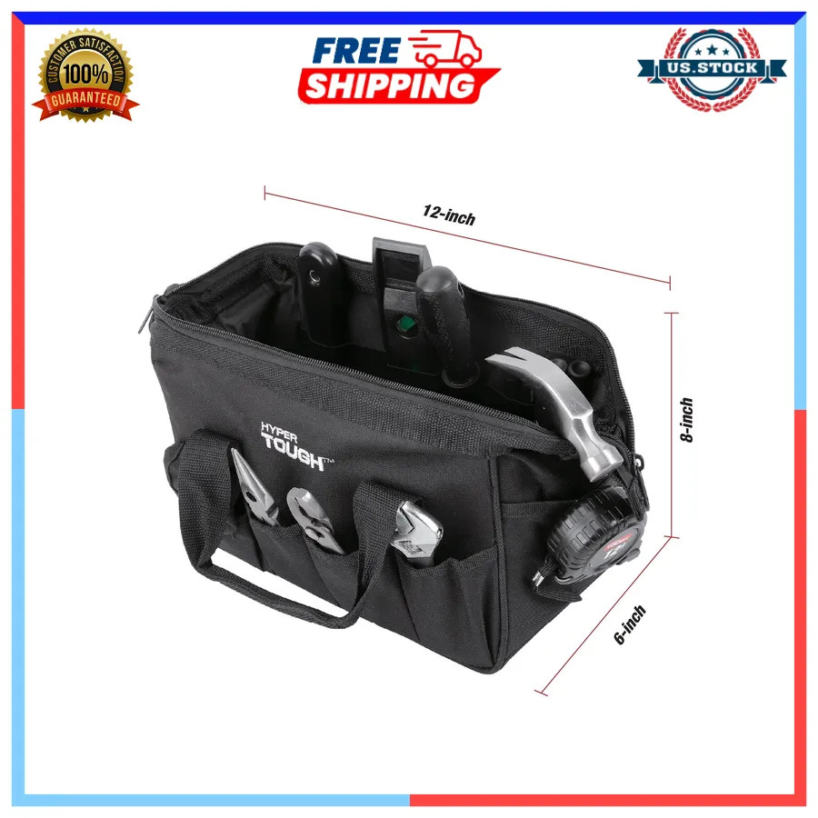 Hyper Tough 89-Piece Household Tool Set with 12-Pocket Storage Bag