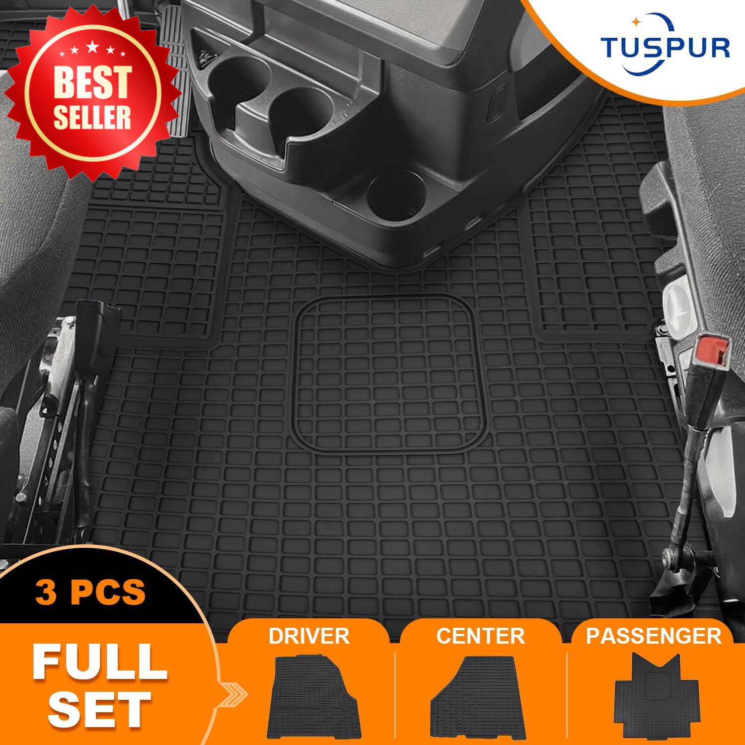 3pc Cascadia Floor Mats 18-23 Heavy Duty All-Weather Rubber Truck Liner US