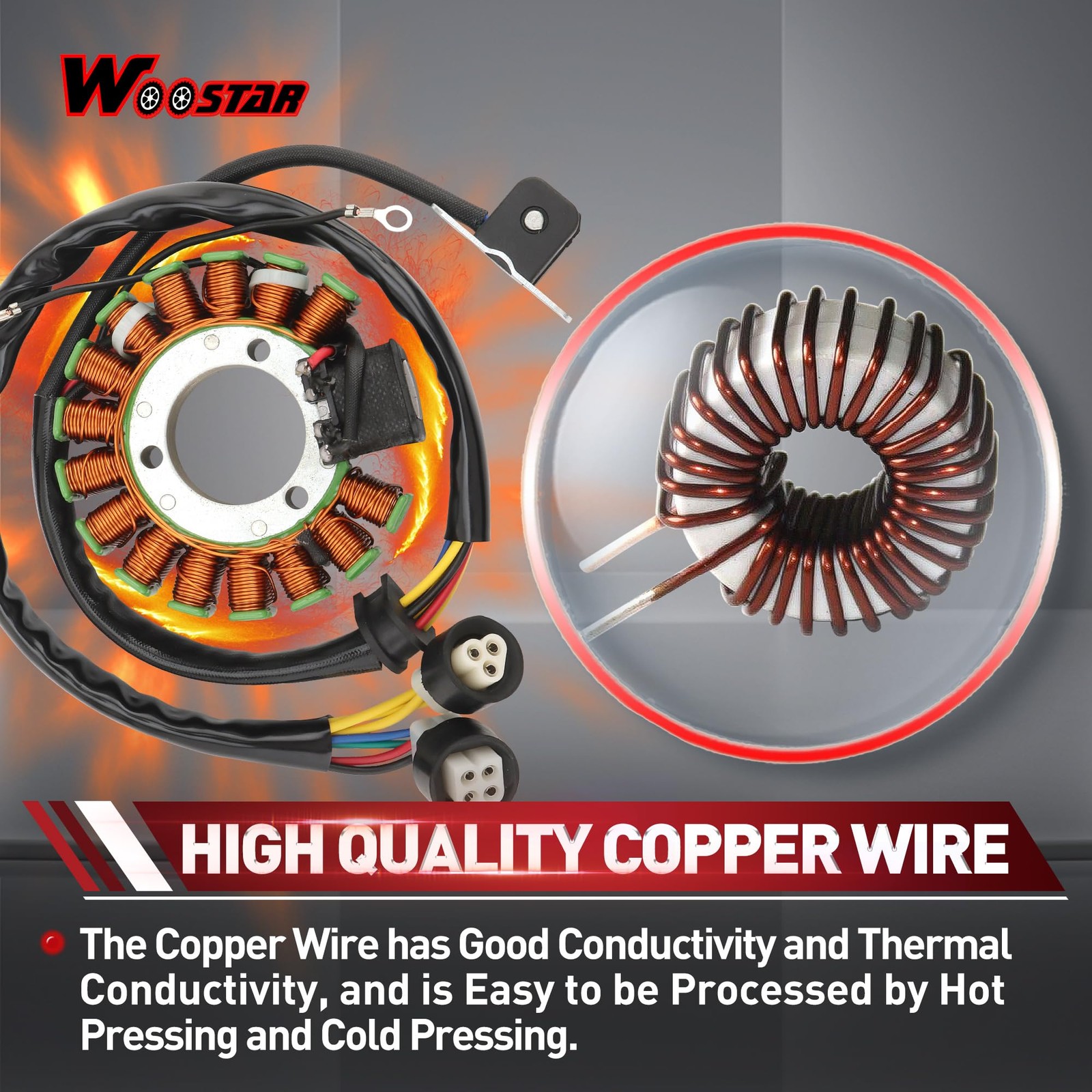 WOOSTAR 16 Coil 7 Wire Magneto Stator Replacement for 1989-1991 YFM250