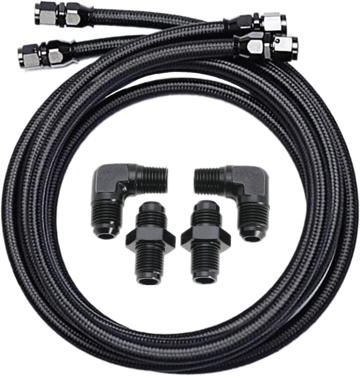 2 Set 6AN PTFE Transmission Cooler Lines 7Ft Nylon SS Braided 4L60 TH350 US